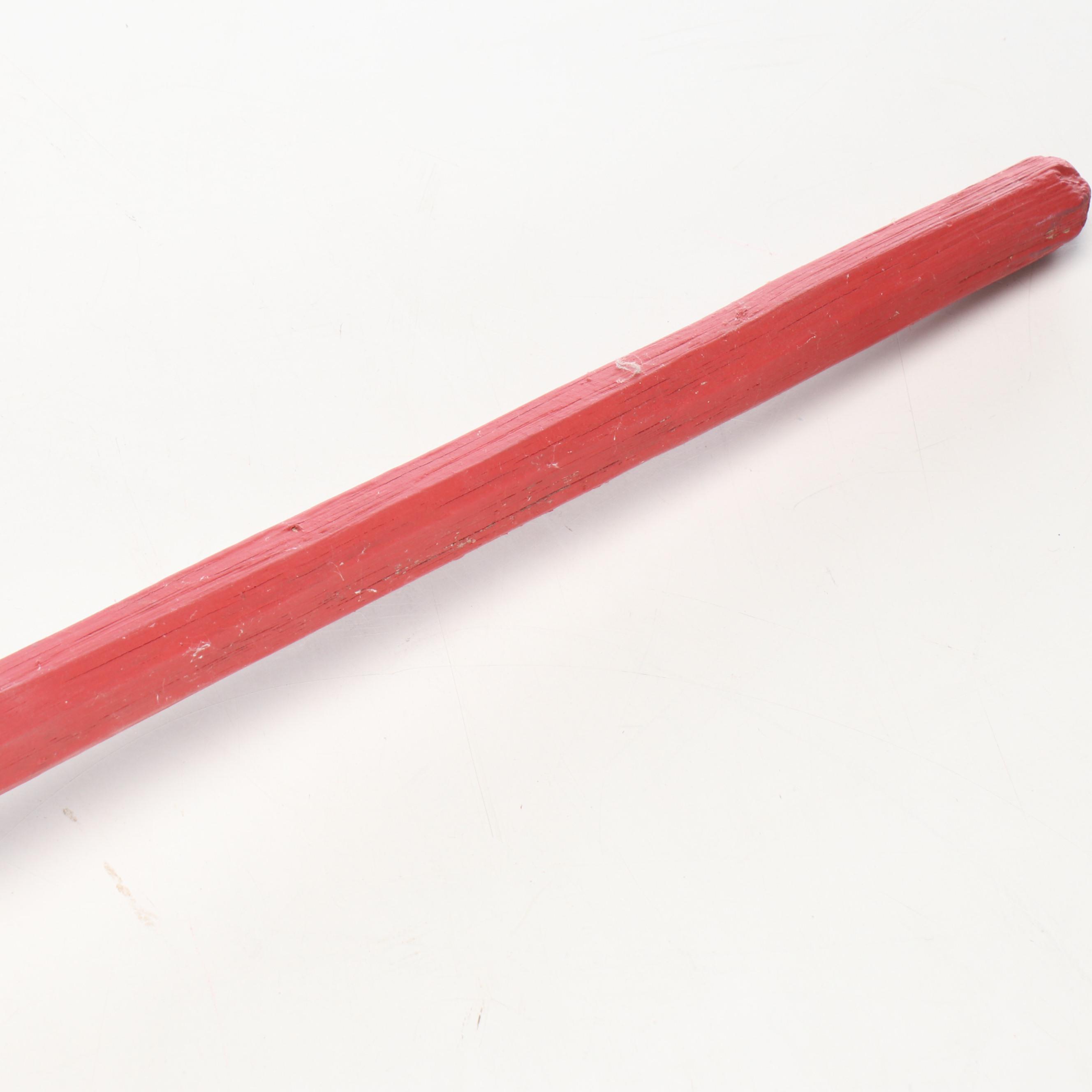 Primitive Style Red Wooden Sled and Hay Rake