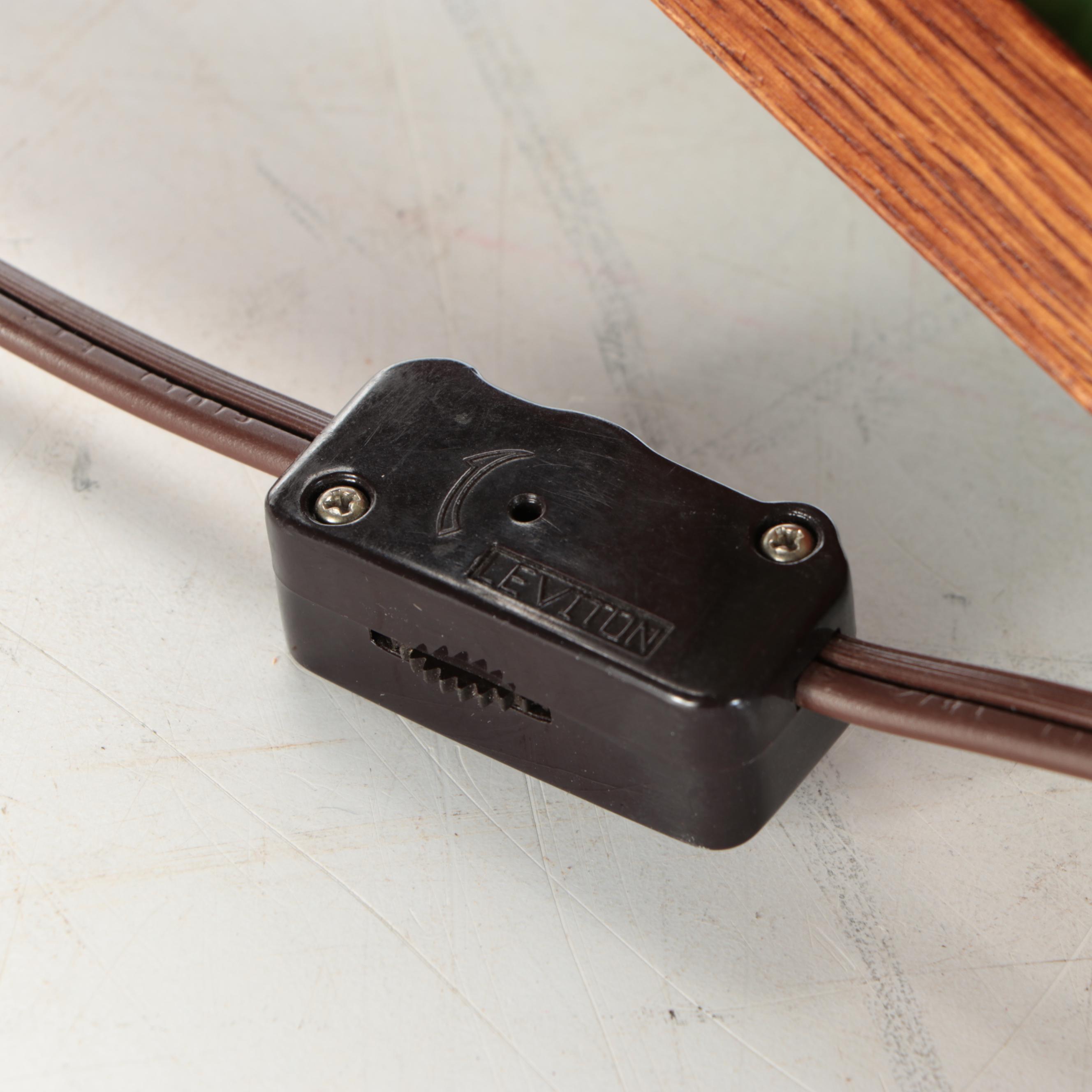 Arts and Crafts Style Oak and Green Slag Glass Table Lamp