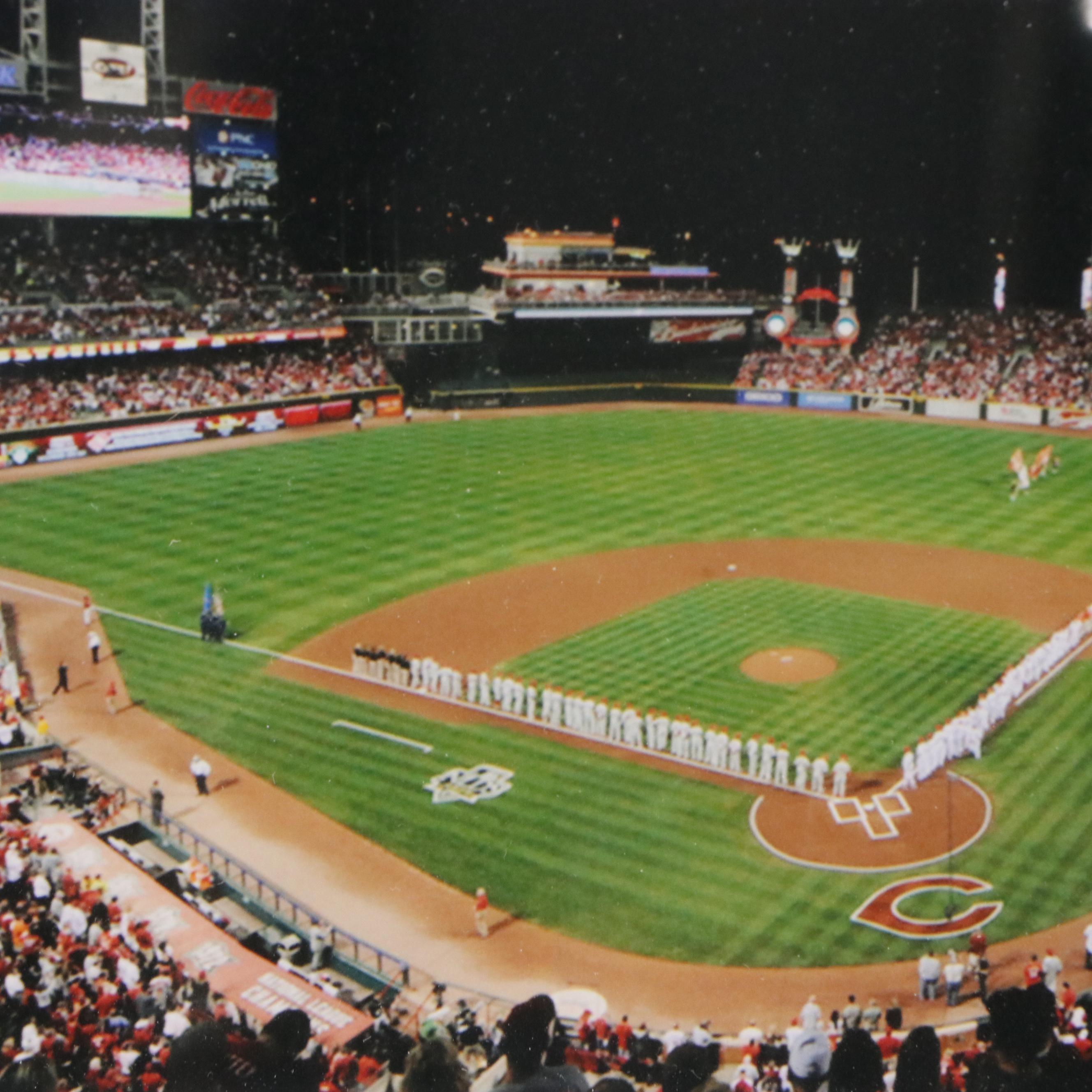 Cincinnati Reds Baseball Display Featuring Joey Votto, Aroldis Chapman, and More