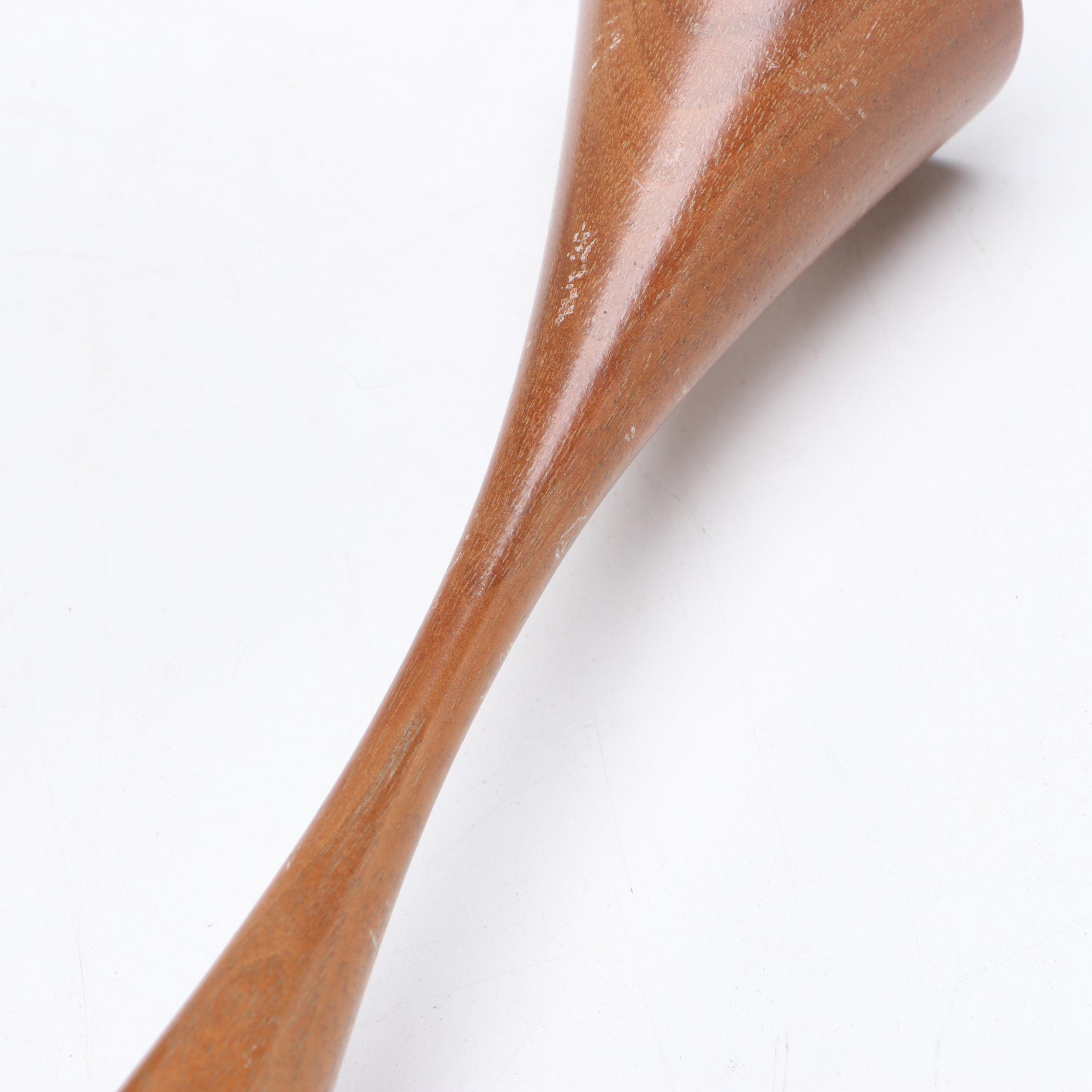 Mexican Modernist Wood and Sterling Serving Utensils with Candlesticks