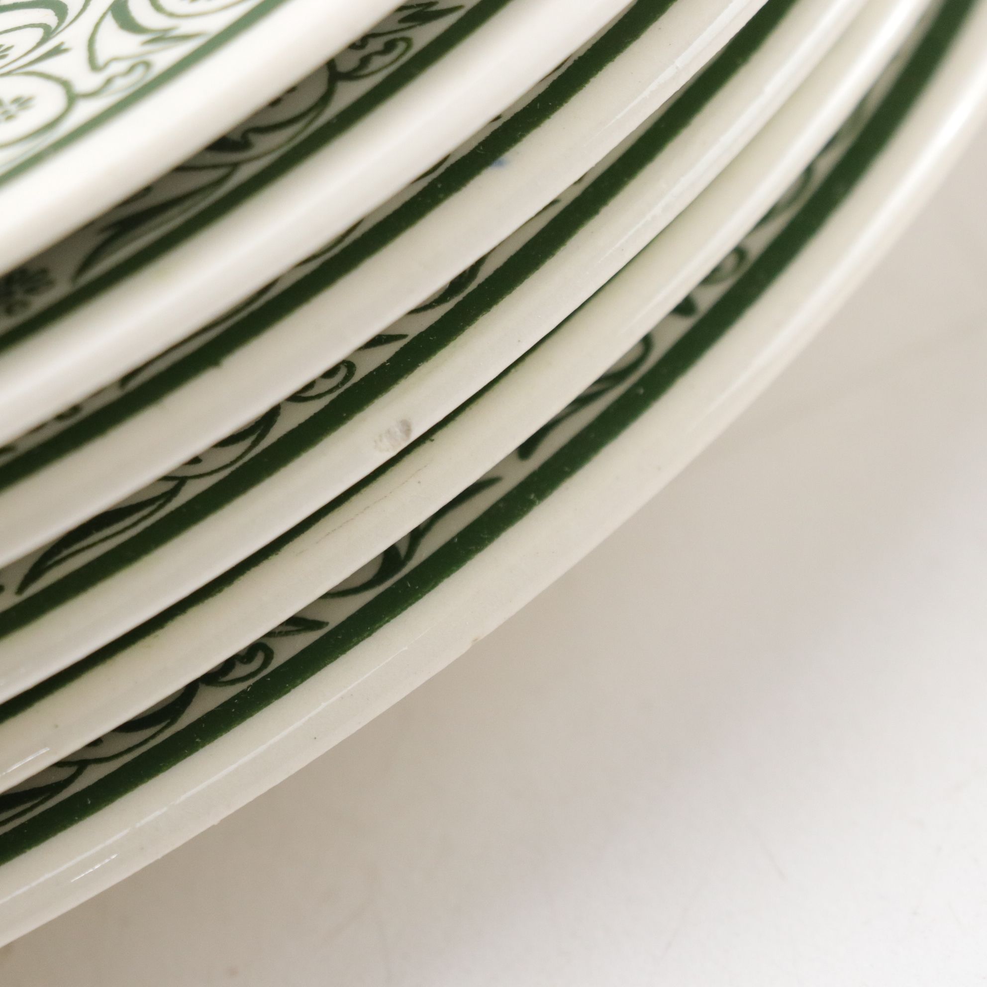 Royal China Forest Green and White Porcelain Dinnerware Set for Five with Extras