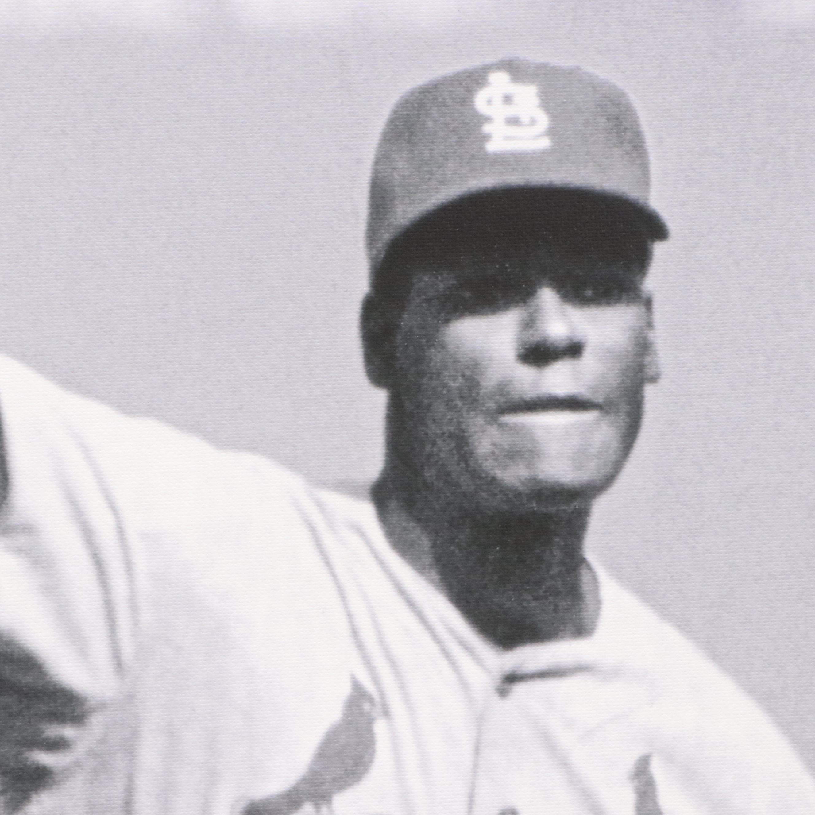 Bob Gibson Signed Rawlings Official Baseball & St. Louis Cardinals Canvas Print