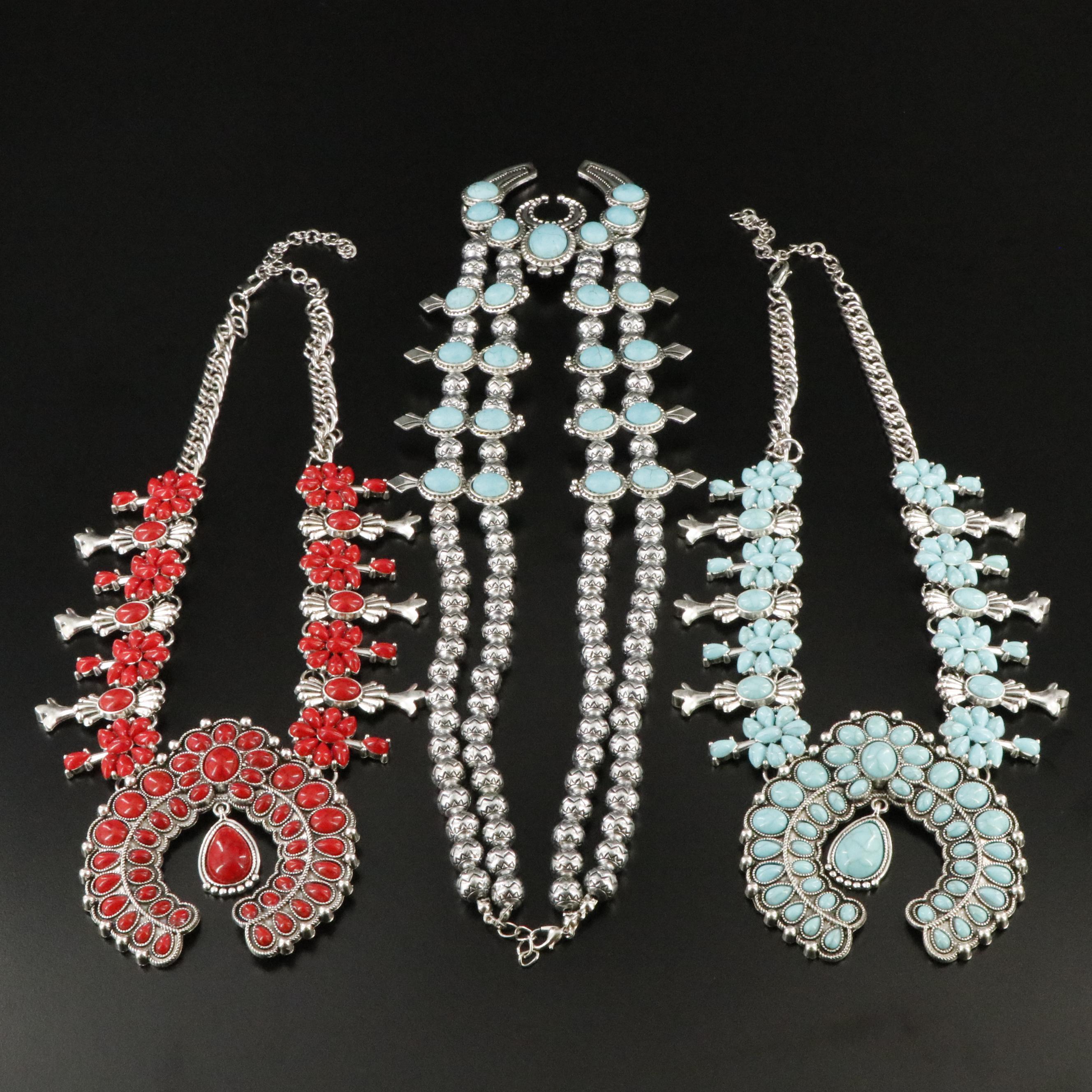 Western Style Costume Squash Blossom Necklaces