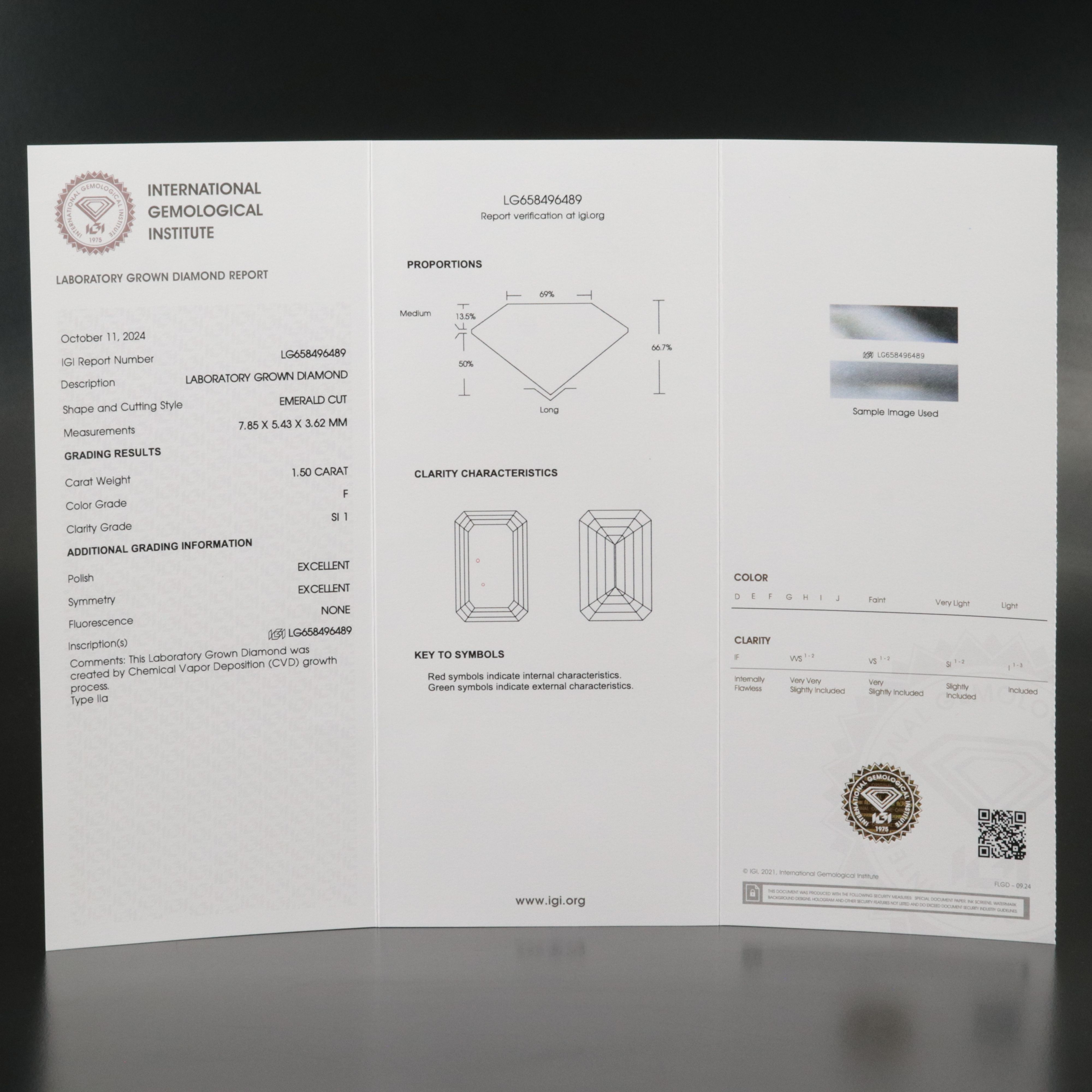 Loose 1.50 CT Lab Grown Diamond with IGI Report