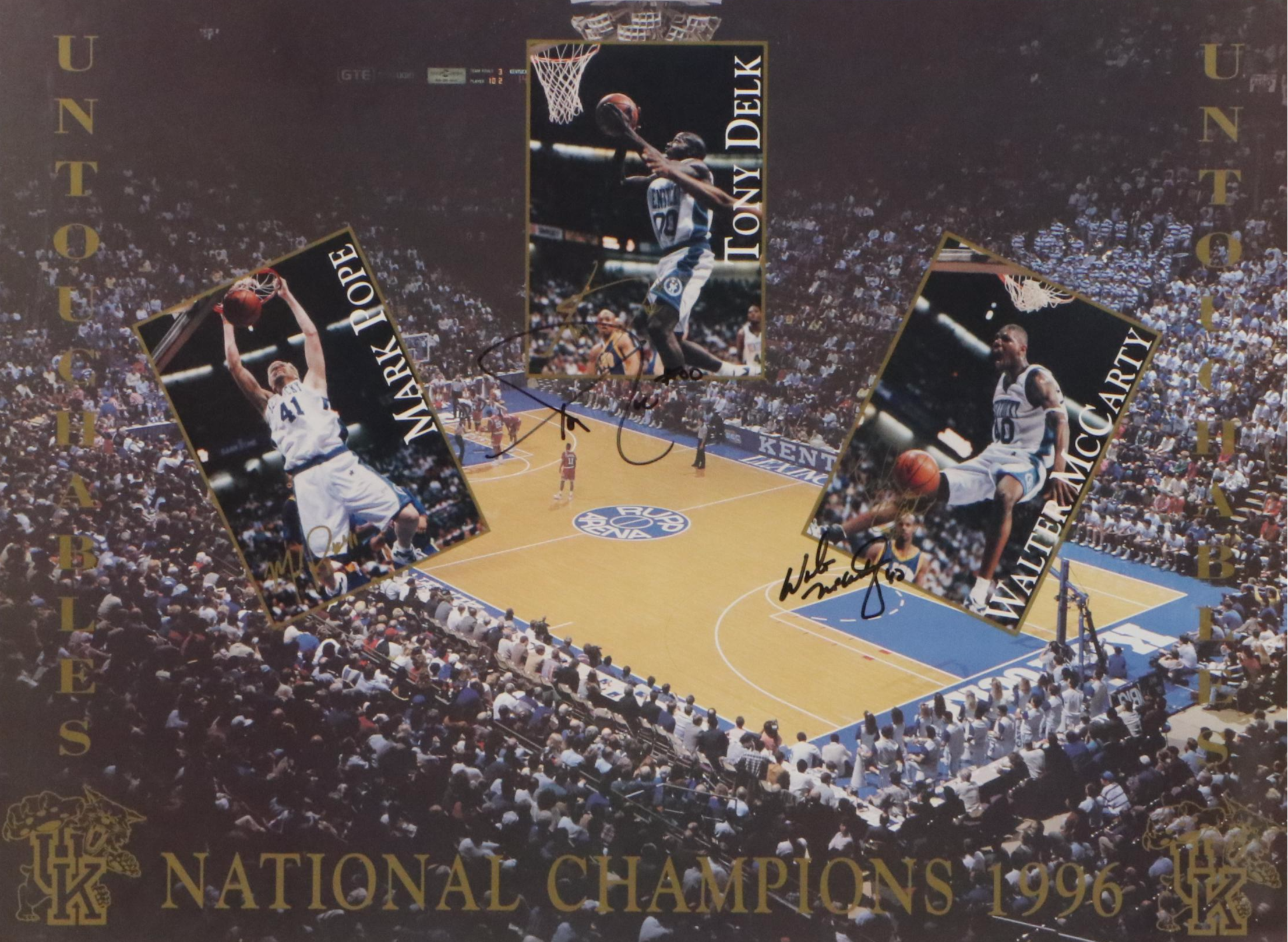 Mark Pope, Tony Delk, and Walter McCarty Signed University of Kentucky Poster