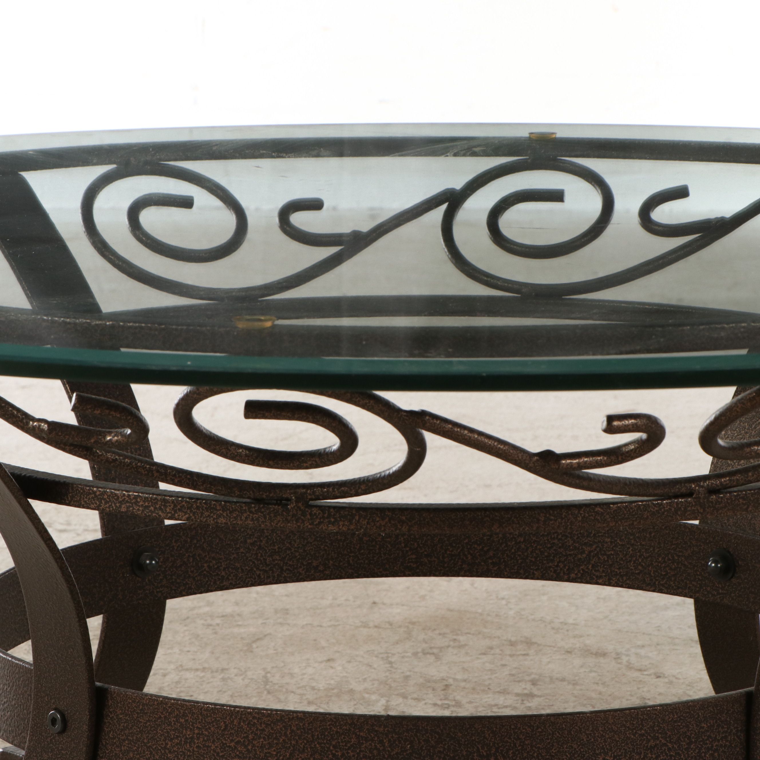 Wrought Iron Coffee Table with Beveled Glass Top