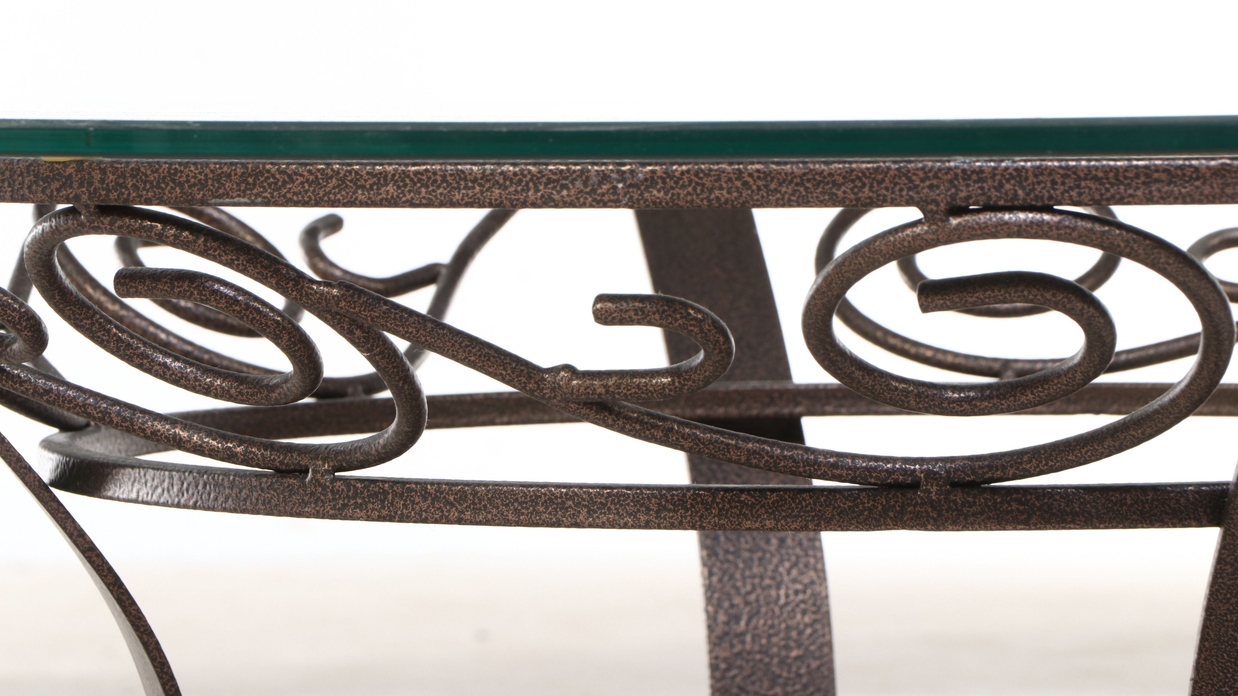 Wrought Iron Coffee Table with Beveled Glass Top