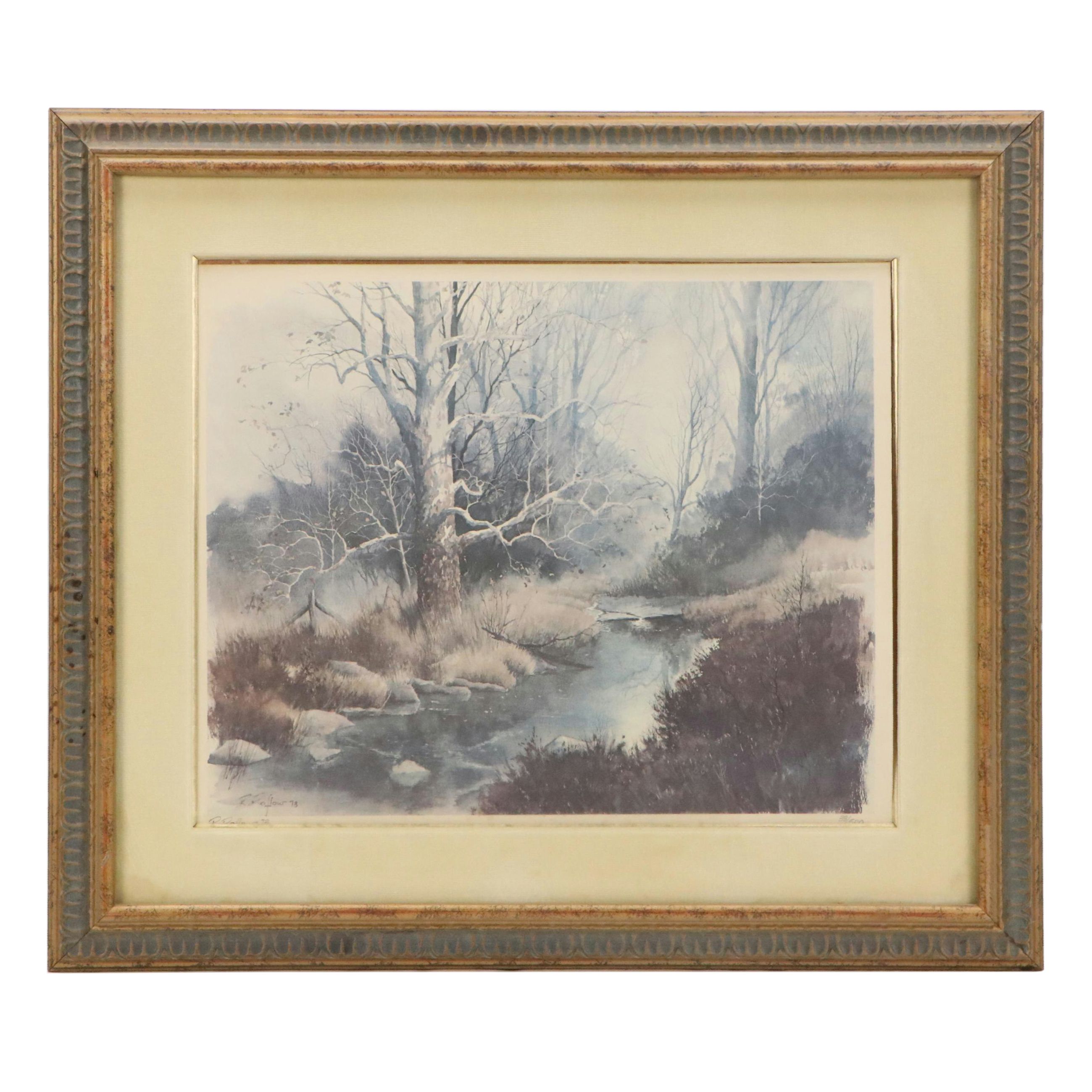 Richard Roflow Woodland Landscape Offset Lithographs, Circa 1973