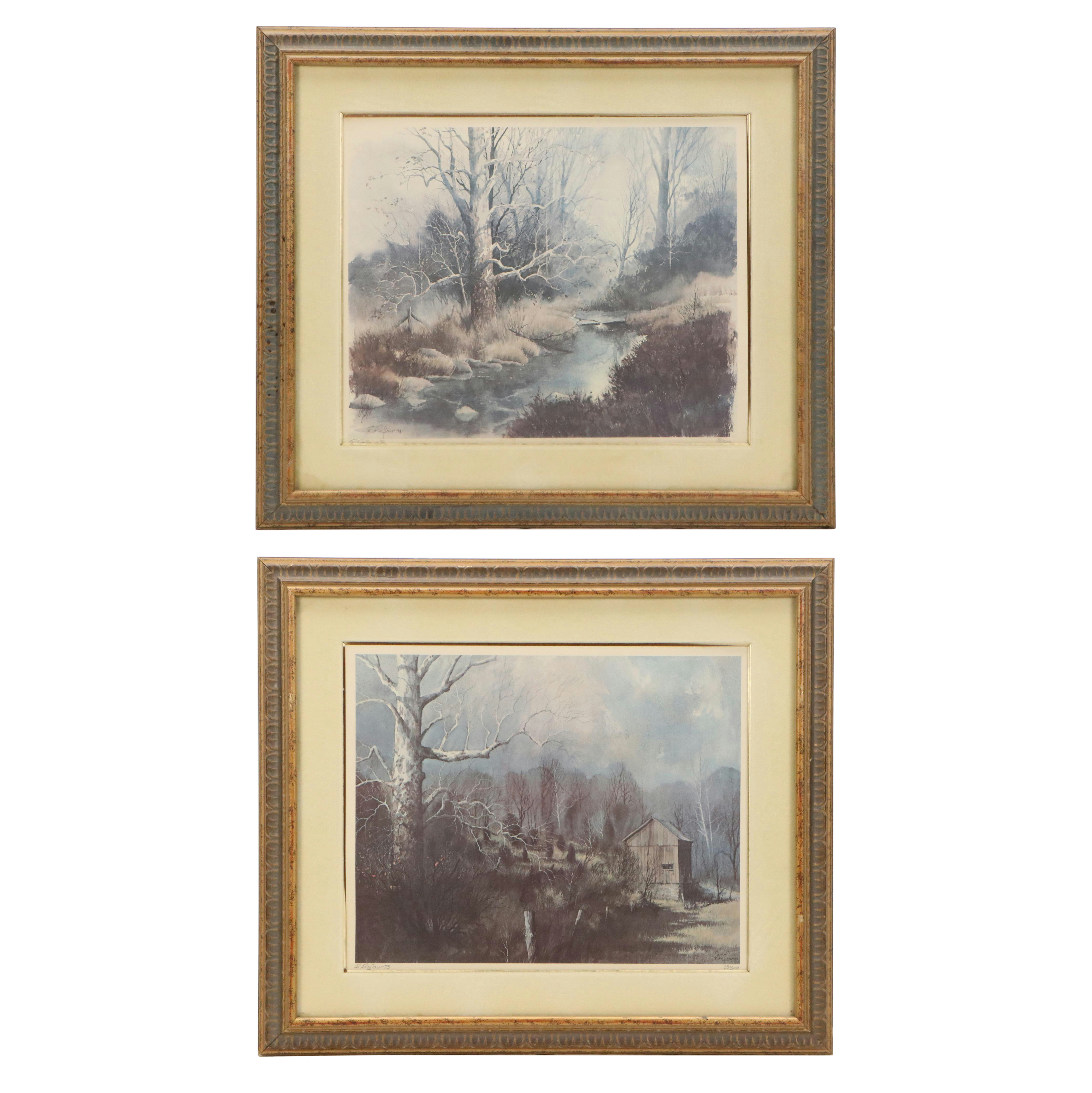 Richard Roflow Woodland Landscape Offset Lithographs, Circa 1973