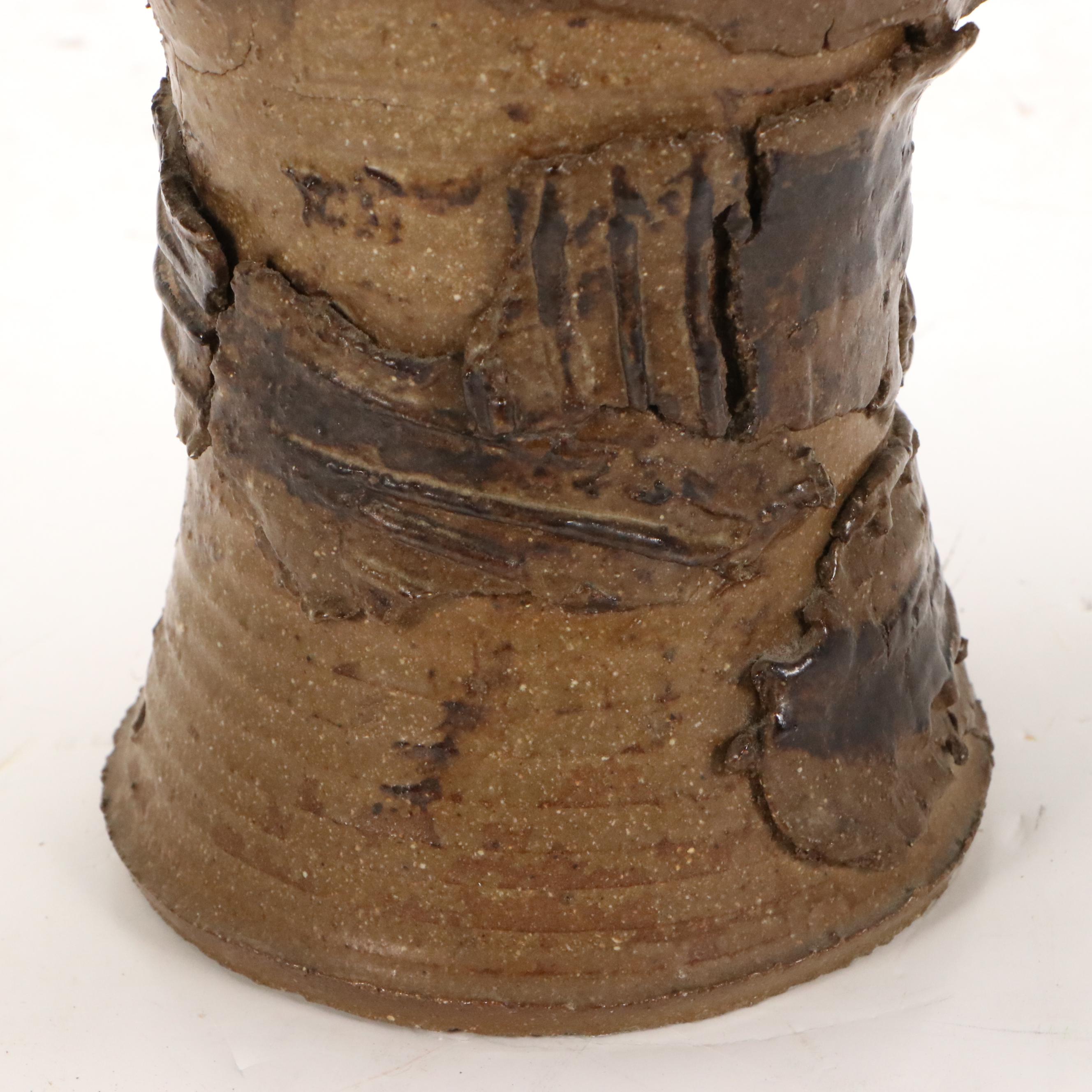 Glazed Ceramic Wheel Thrown and Slab Bulbous Vase