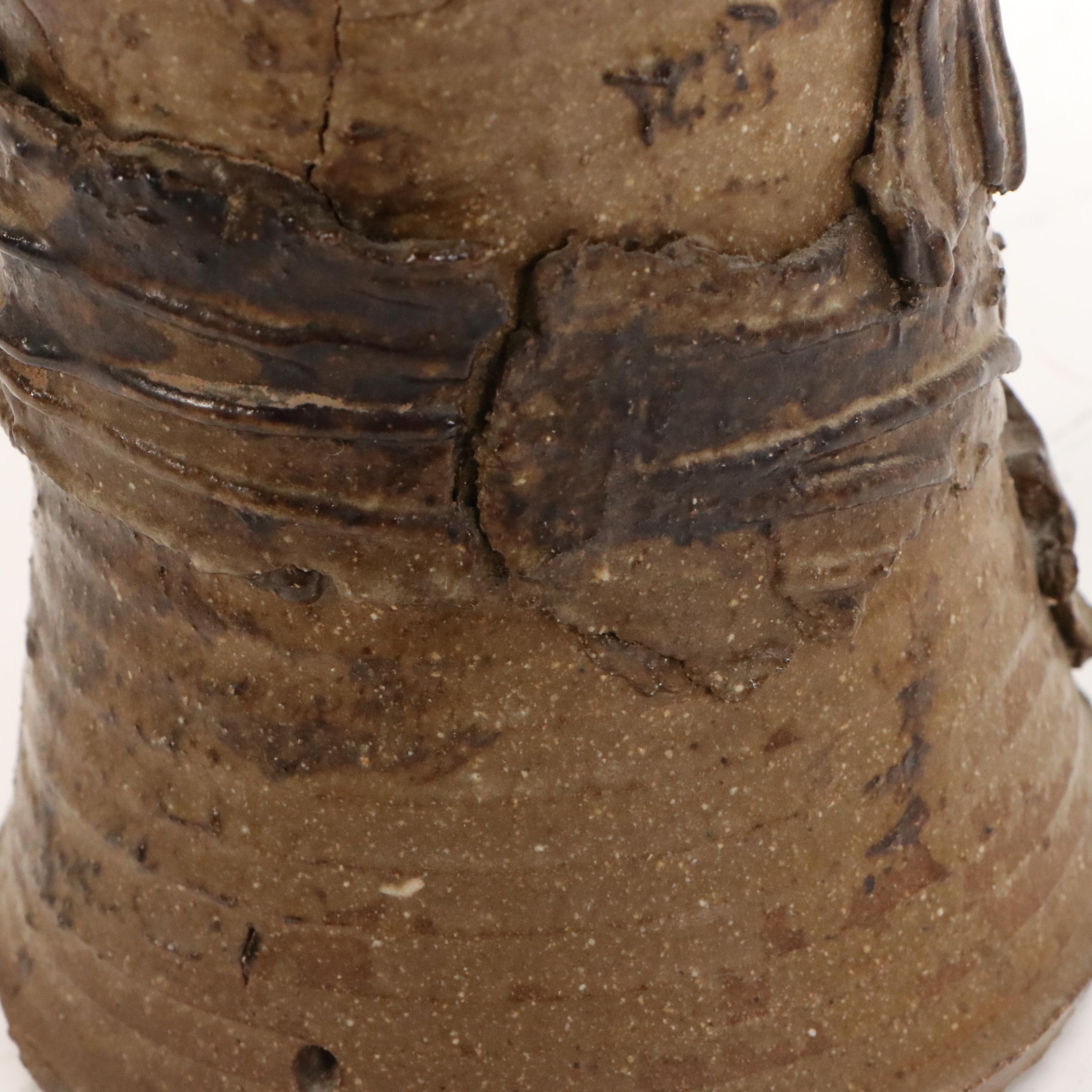 Glazed Ceramic Wheel Thrown and Slab Bulbous Vase