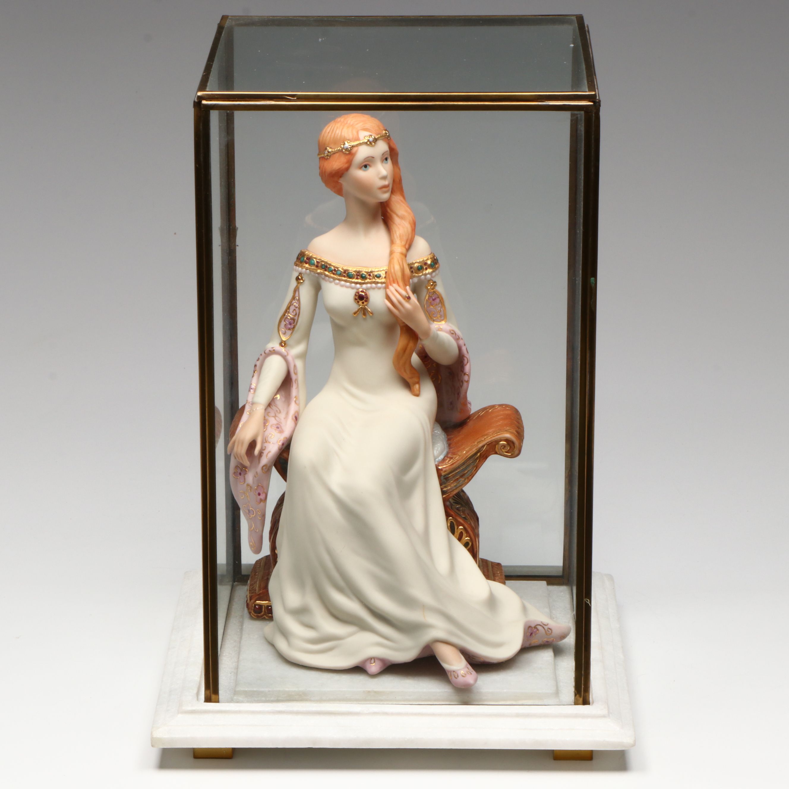 Cybis "Queen Guinevere" Porcelain Figure in Glass Display Case