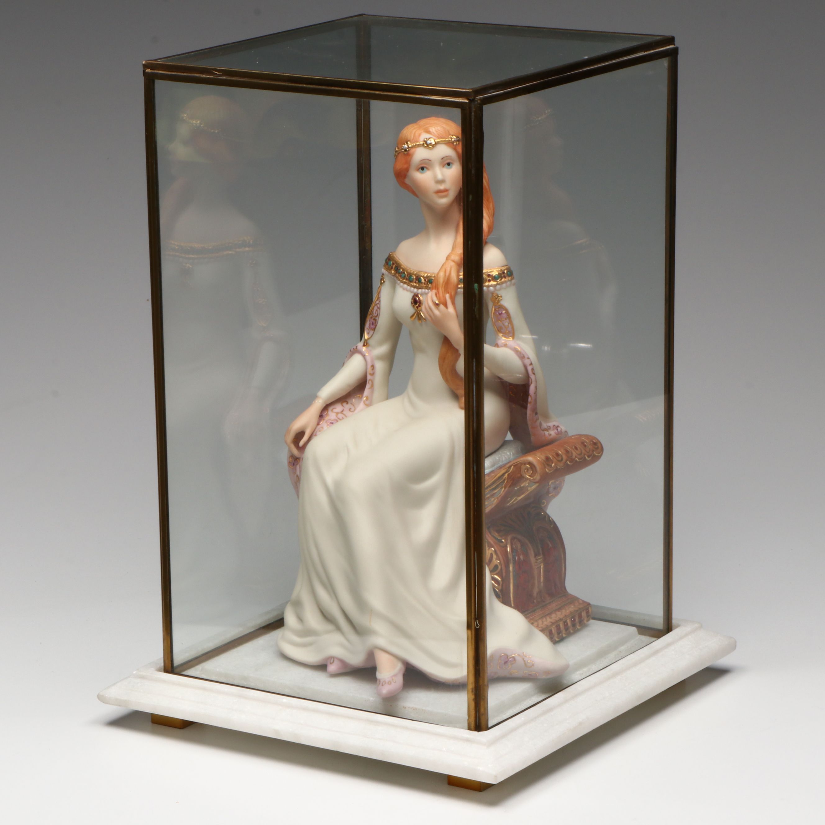 Cybis "Queen Guinevere" Porcelain Figure in Glass Display Case