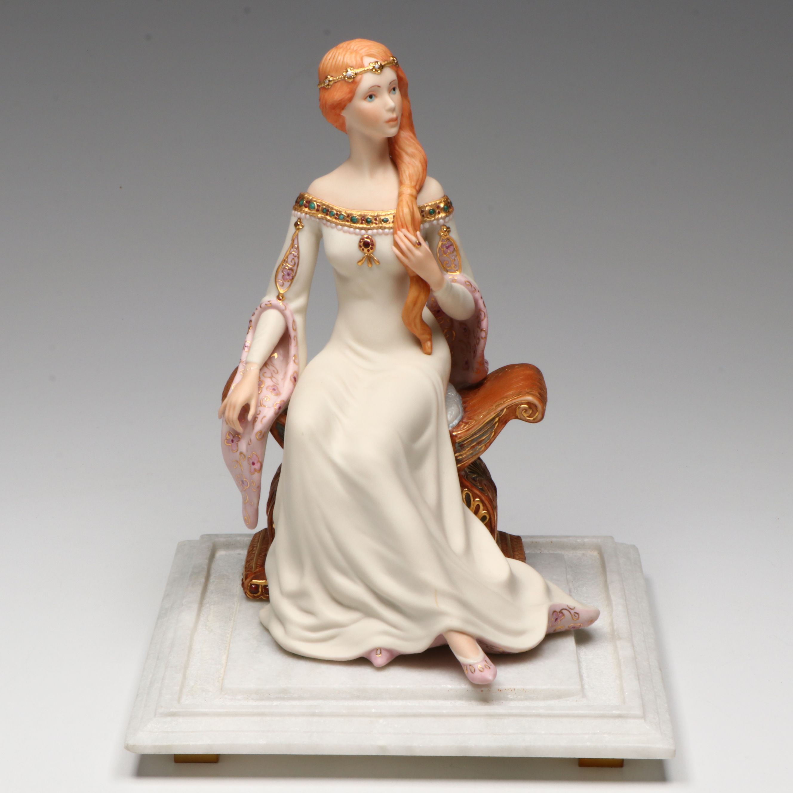 Cybis "Queen Guinevere" Porcelain Figure in Glass Display Case