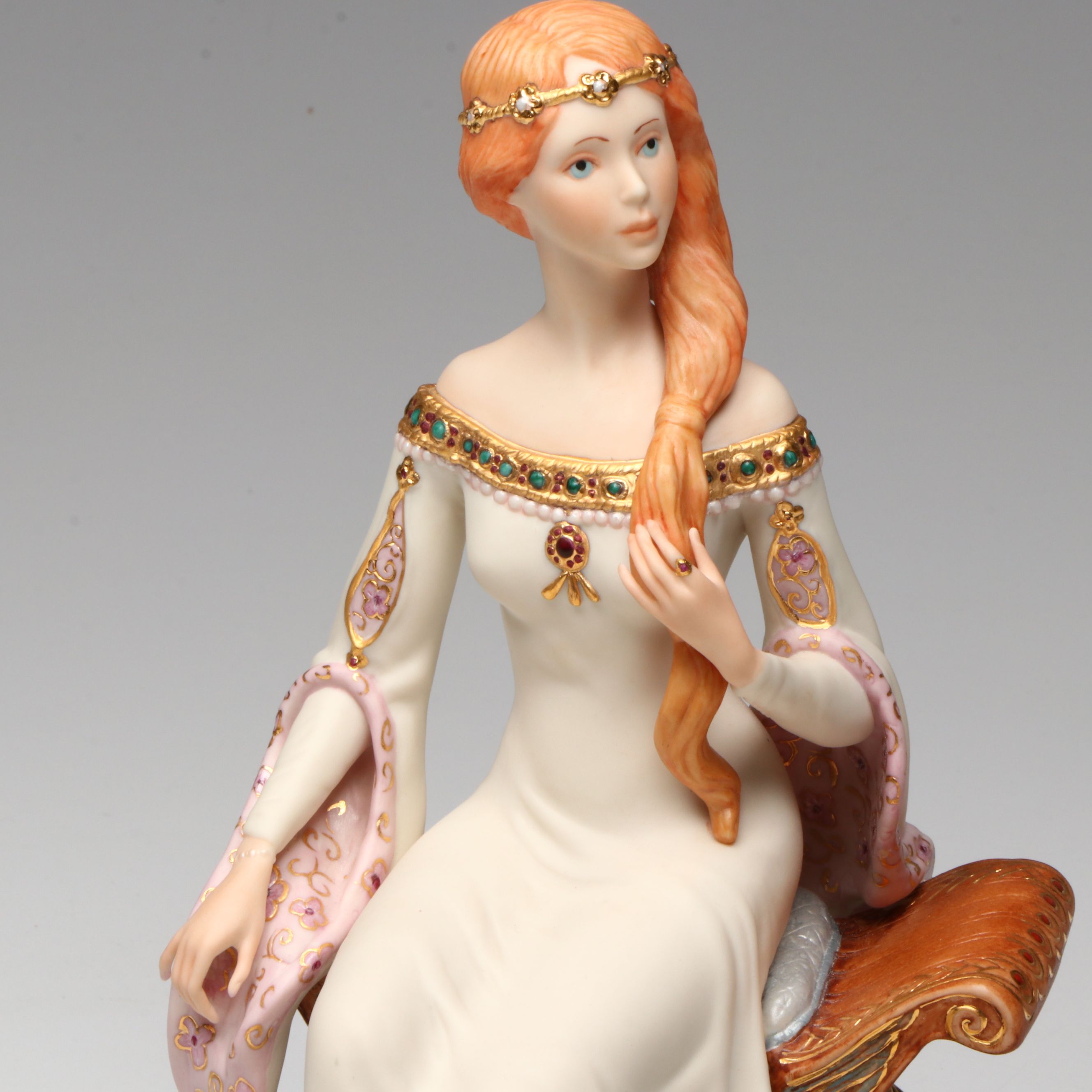 Cybis "Queen Guinevere" Porcelain Figure in Glass Display Case