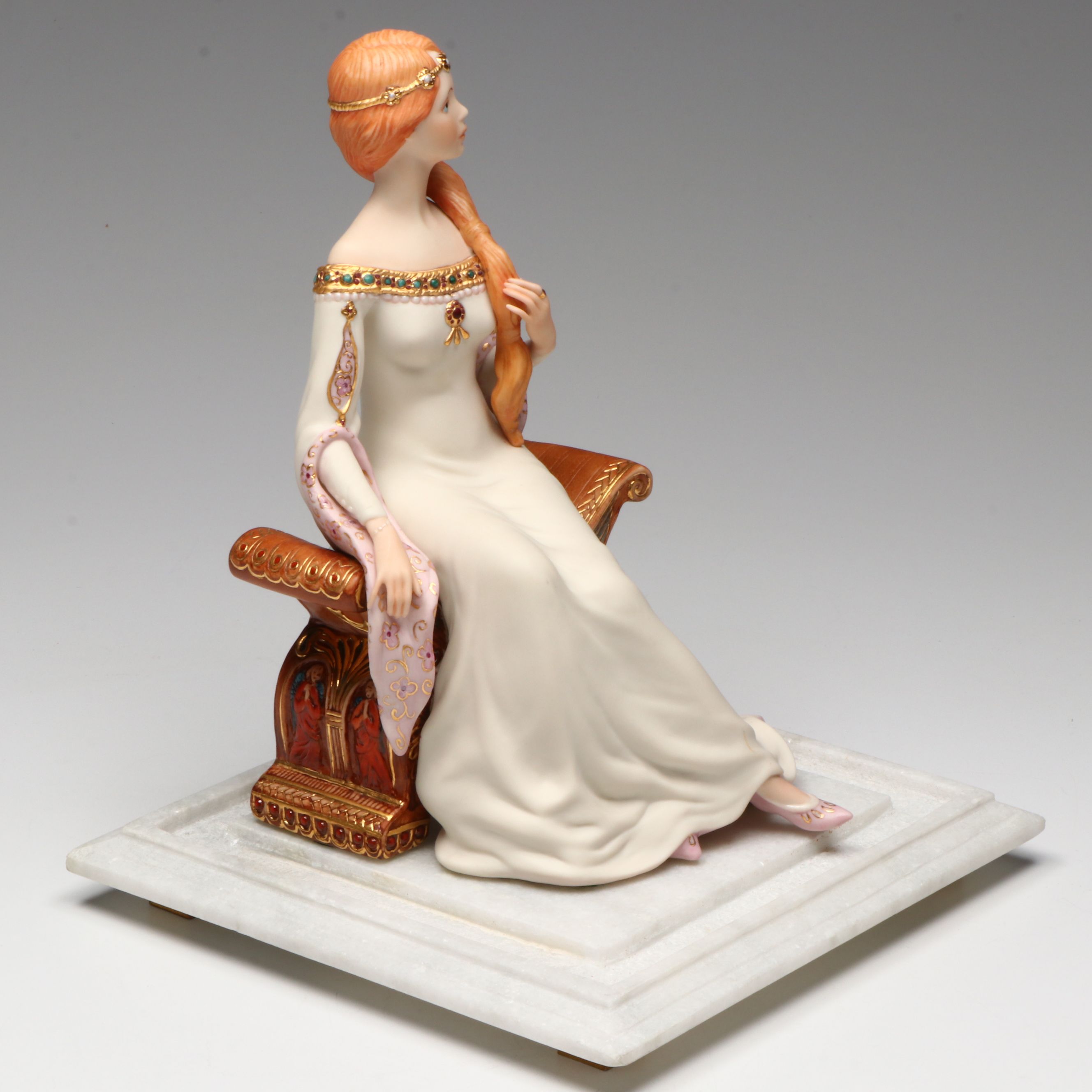 Cybis "Queen Guinevere" Porcelain Figure in Glass Display Case