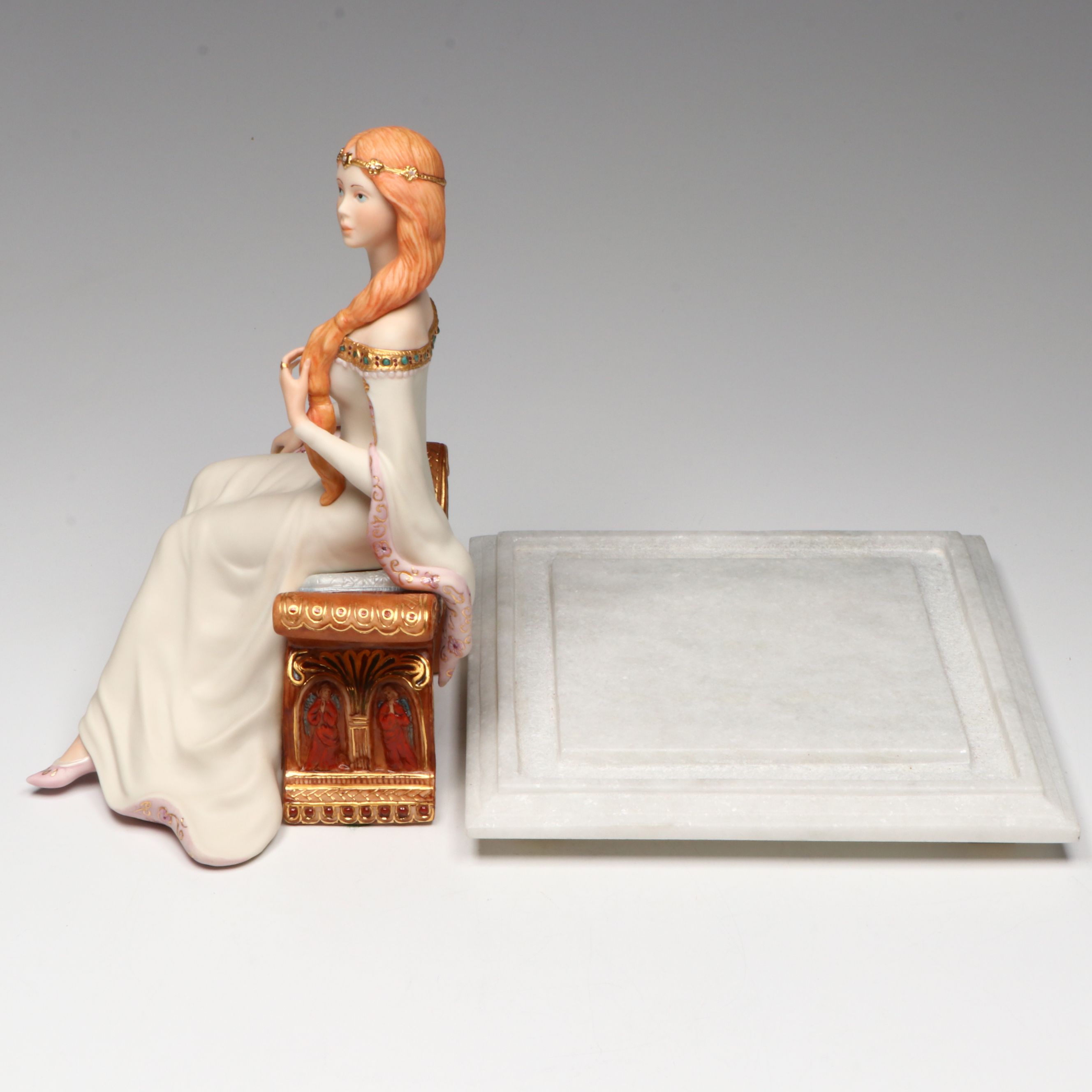 Cybis "Queen Guinevere" Porcelain Figure in Glass Display Case