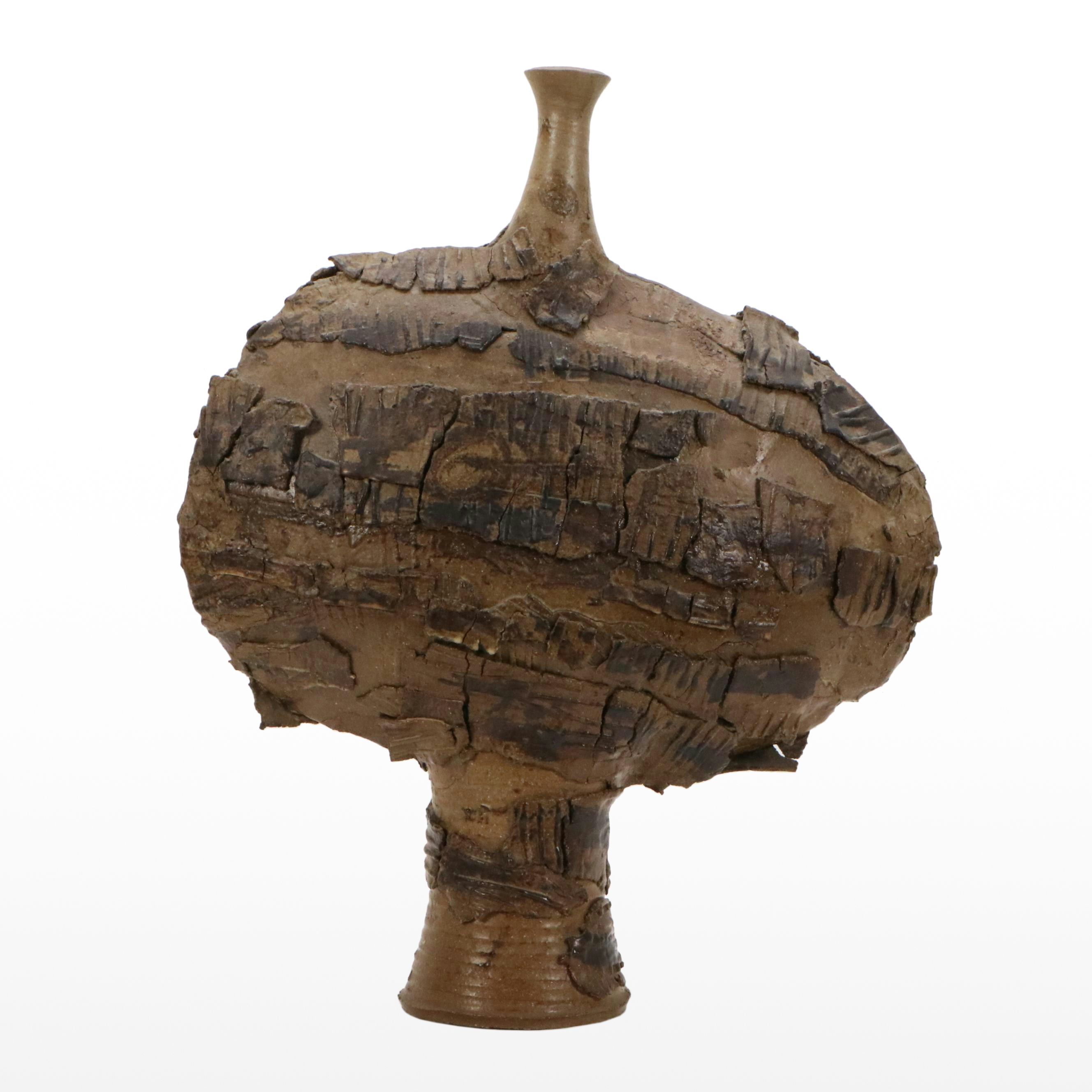 Glazed Ceramic Wheel Thrown and Slab Bulbous Vase