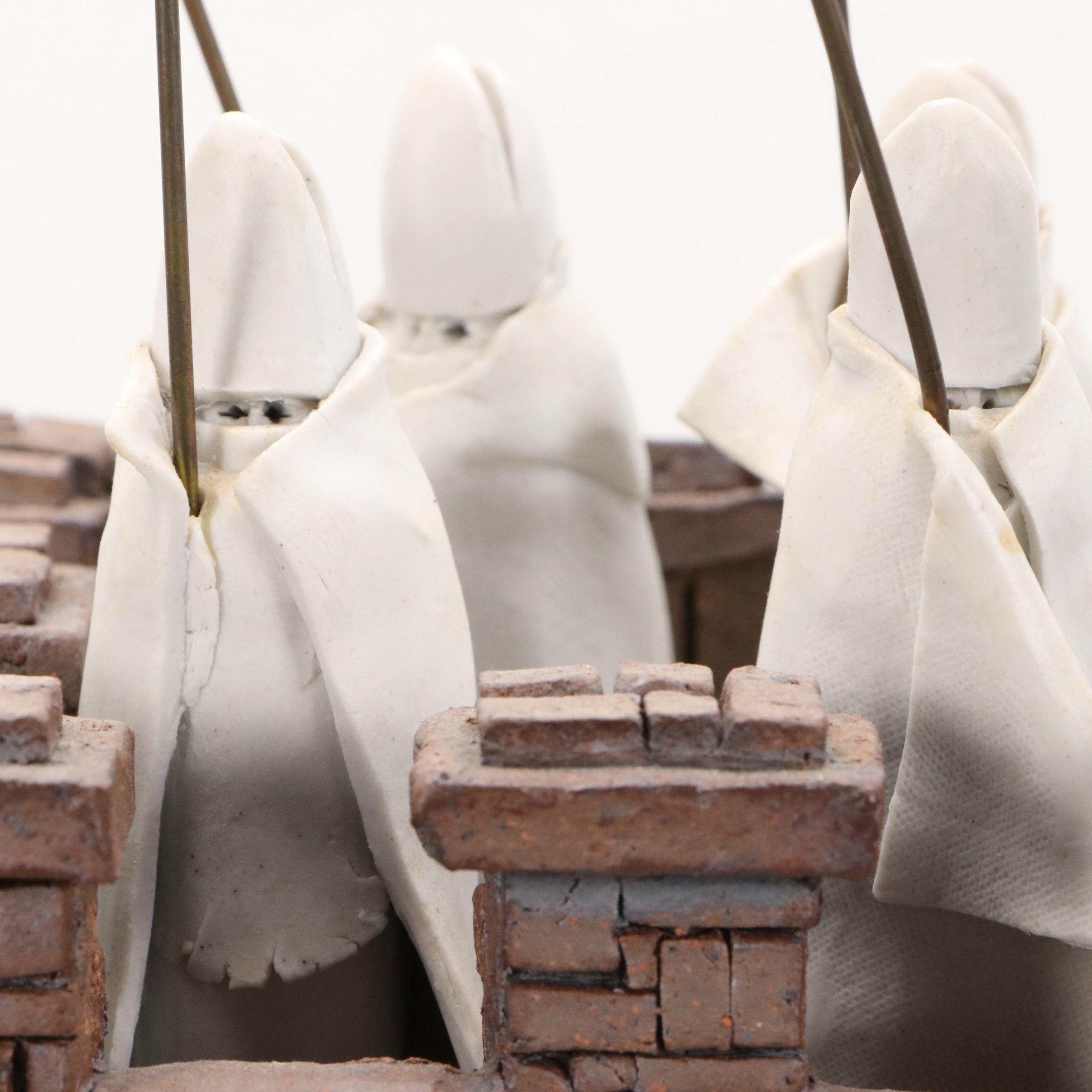 Gerald Gladwin Boyce Ceramic Tower with Bishops Sculpture, 1990