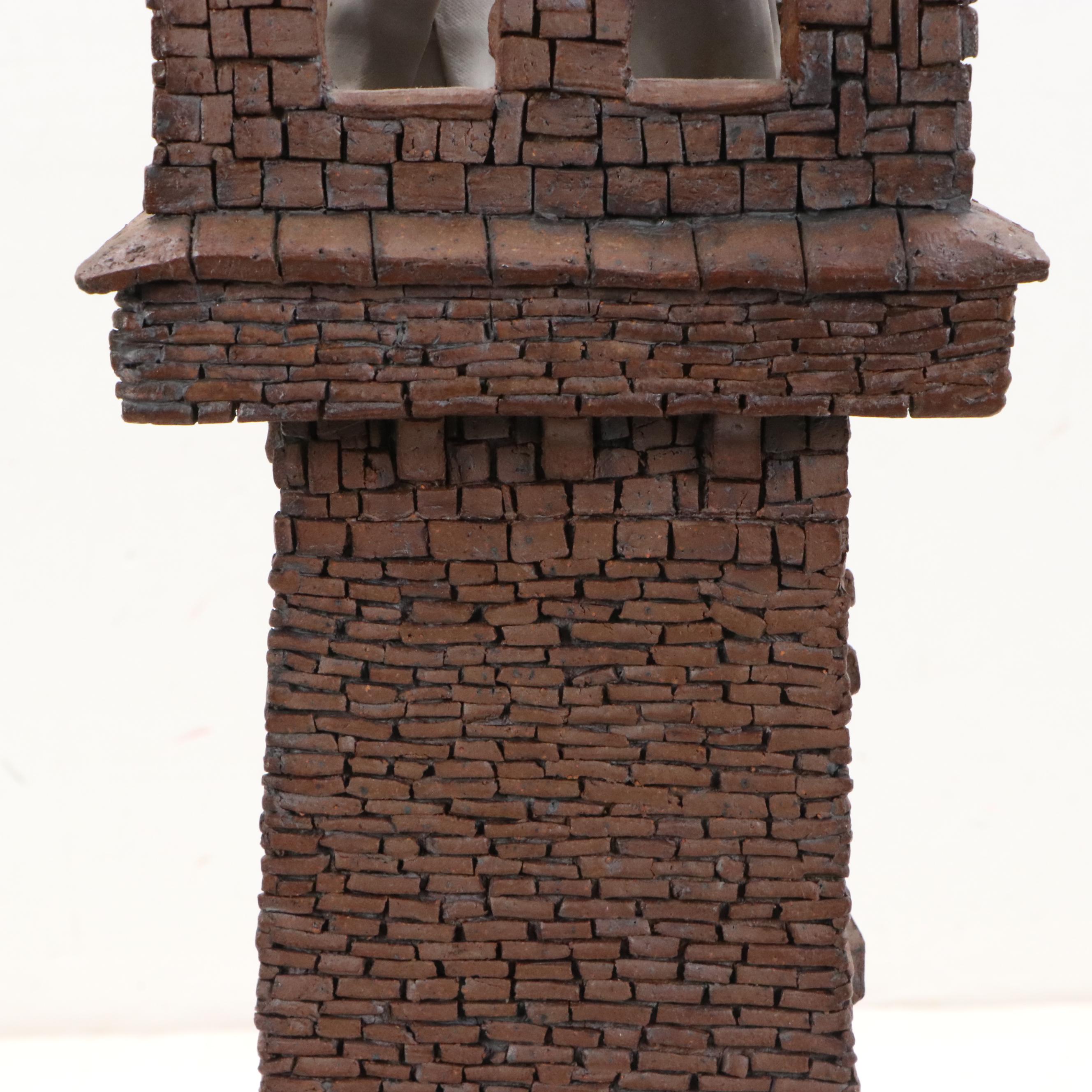 Gerald Gladwin Boyce Ceramic Tower with Bishops Sculpture, 1990