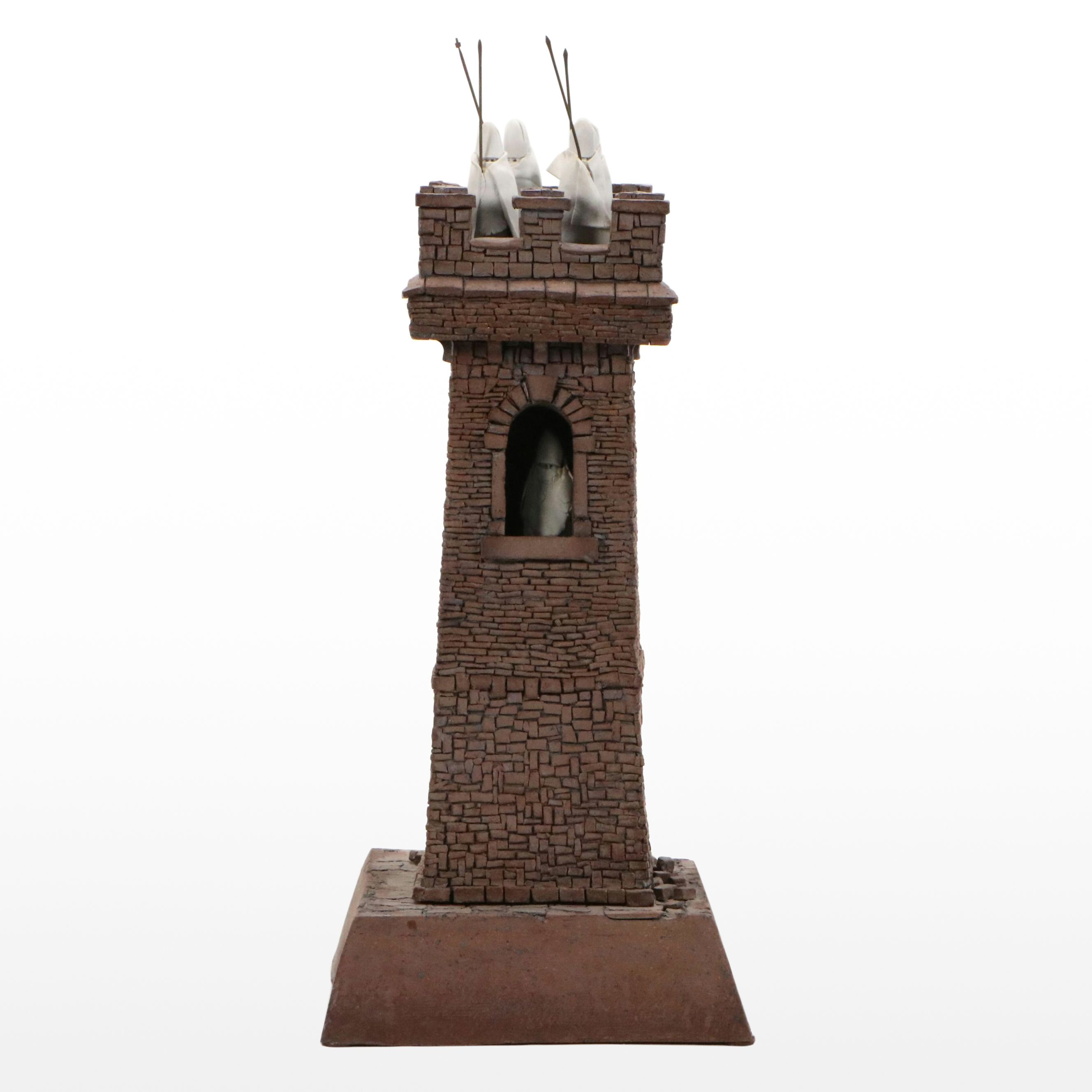 Gerald Gladwin Boyce Ceramic Tower with Bishops Sculpture, 1990