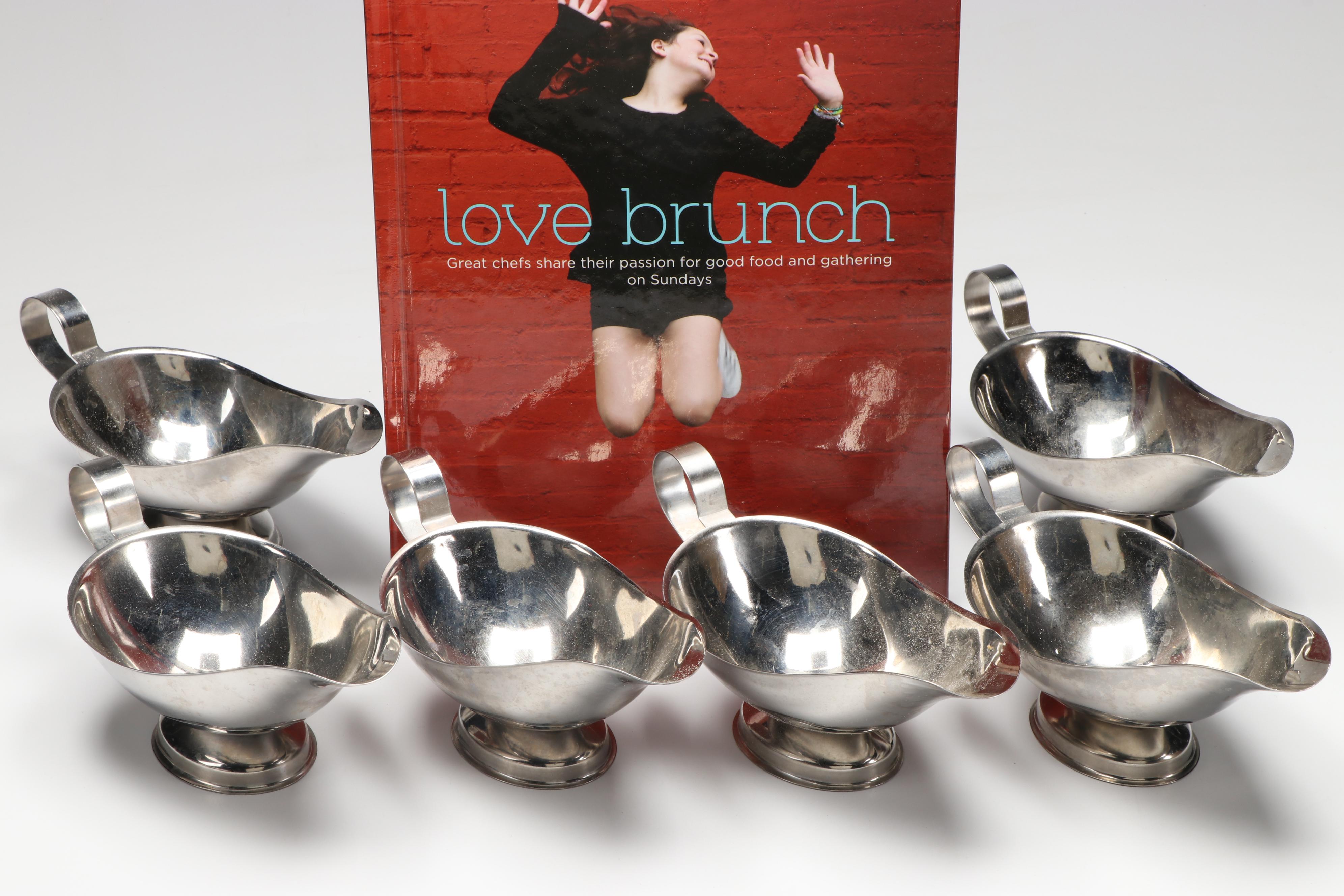 Choice Stainless Steel Sauce Boats with "Love Brunch" Cookbook
