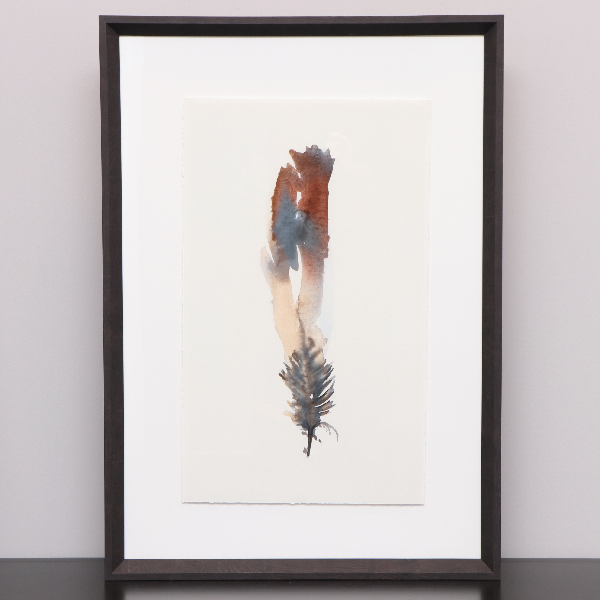 Pair of Modernist Style Giclées of Feathers in Frames