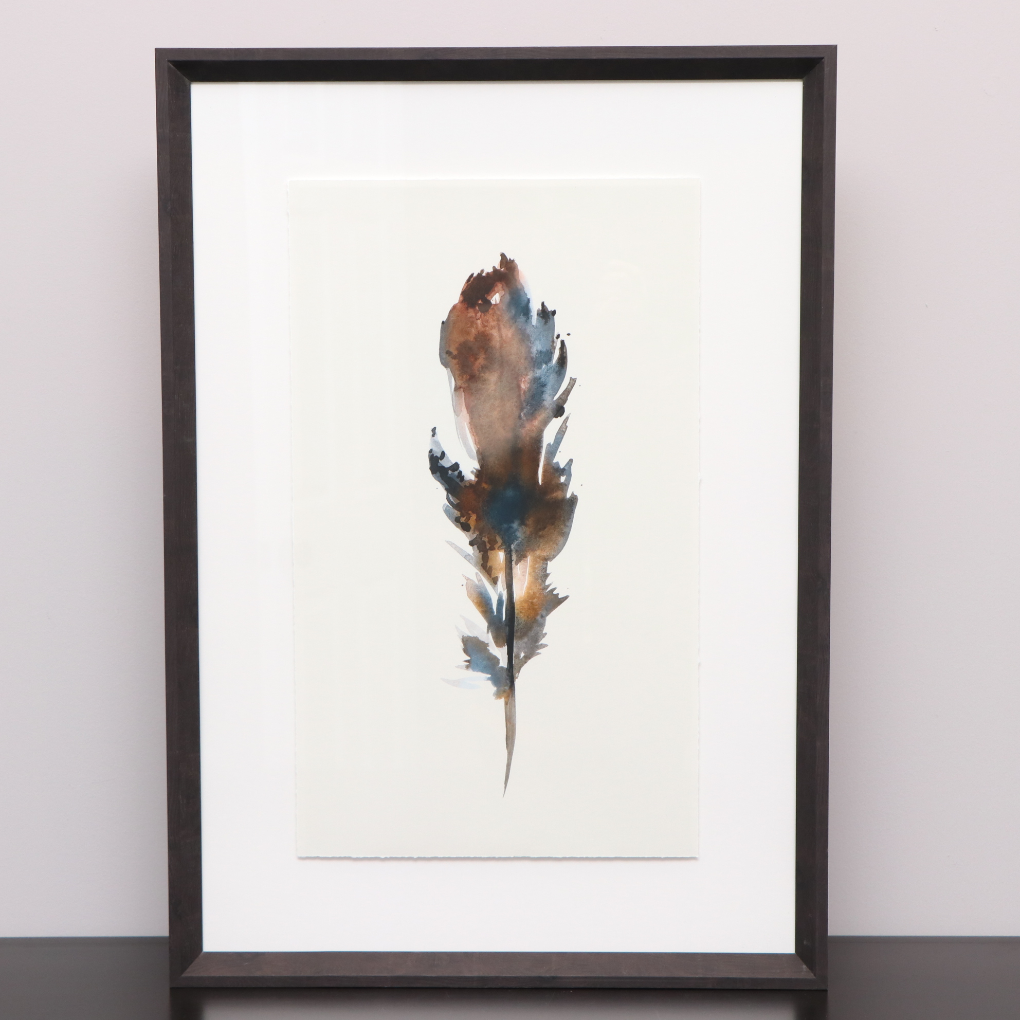 Pair of Modernist Style Giclées of Feathers in Frames