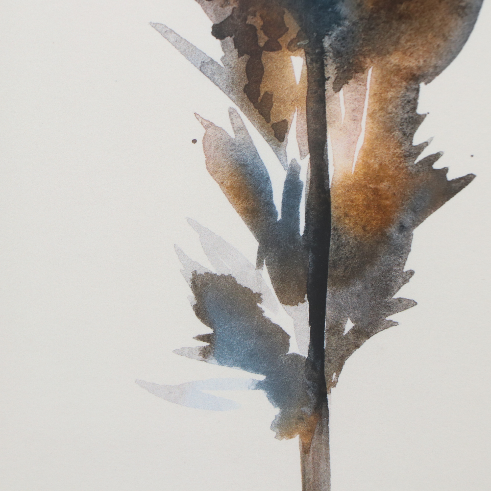 Pair of Modernist Style Giclées of Feathers in Frames