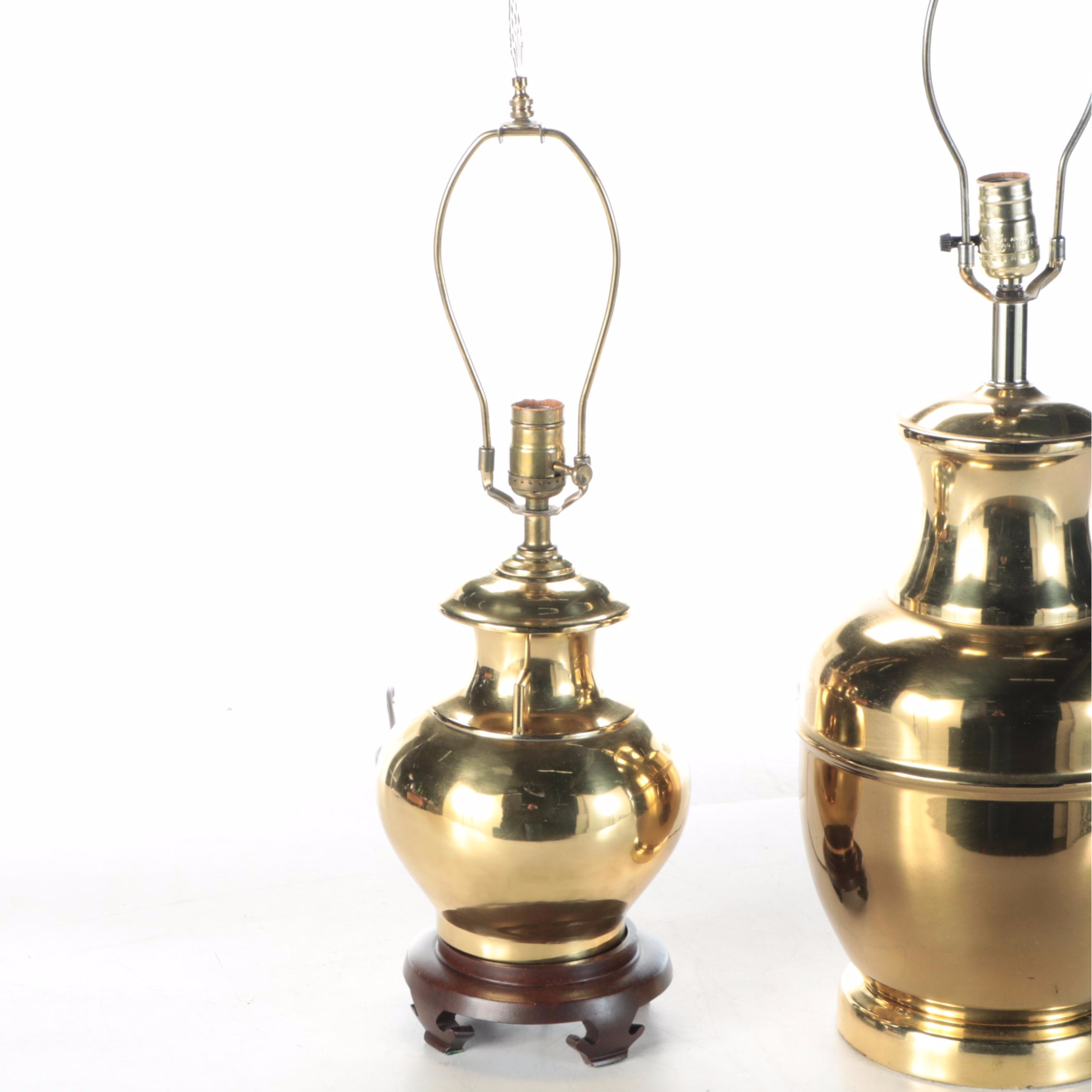 Two Brass Urn Table Lamps