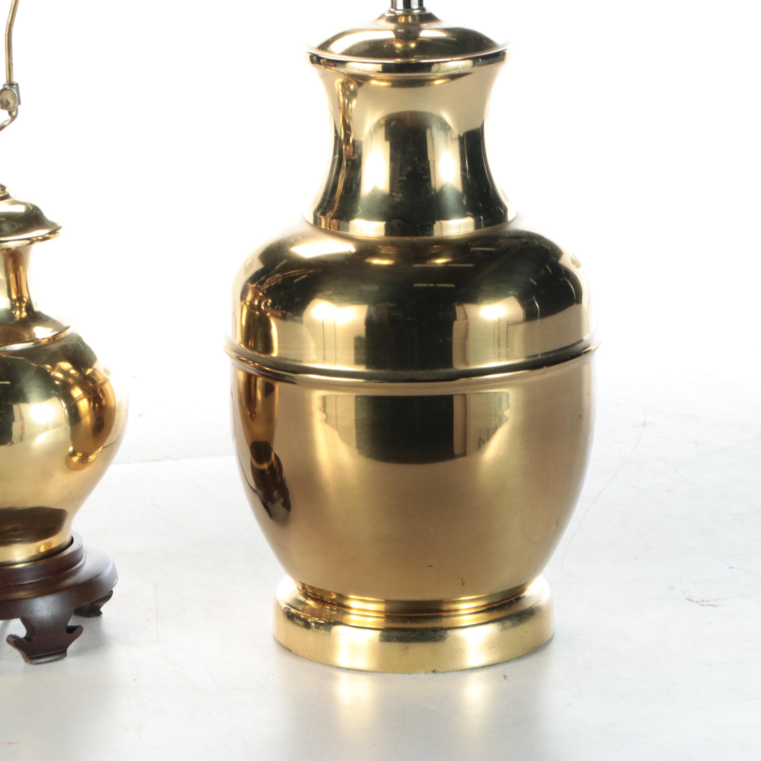 Two Brass Urn Table Lamps