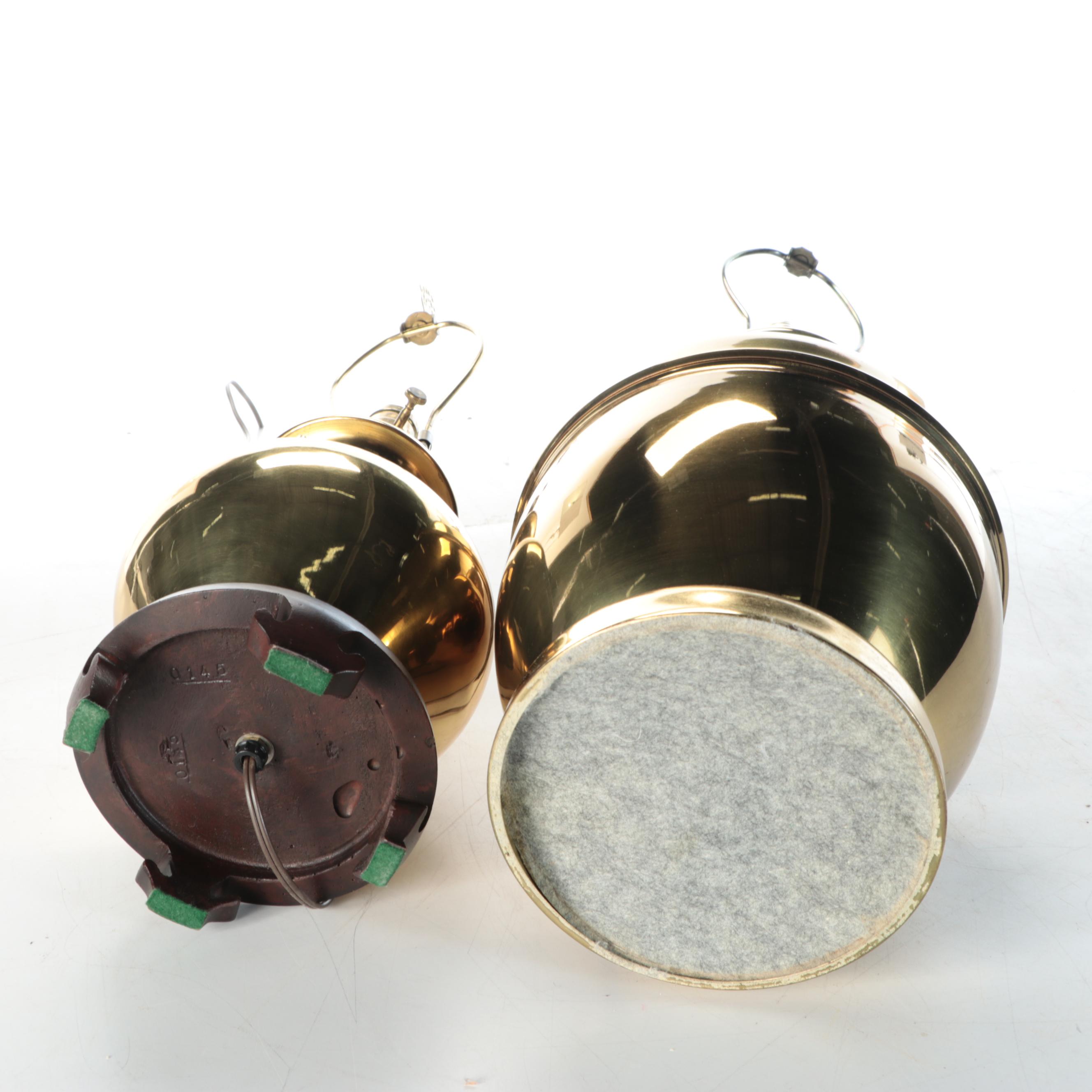 Two Brass Urn Table Lamps