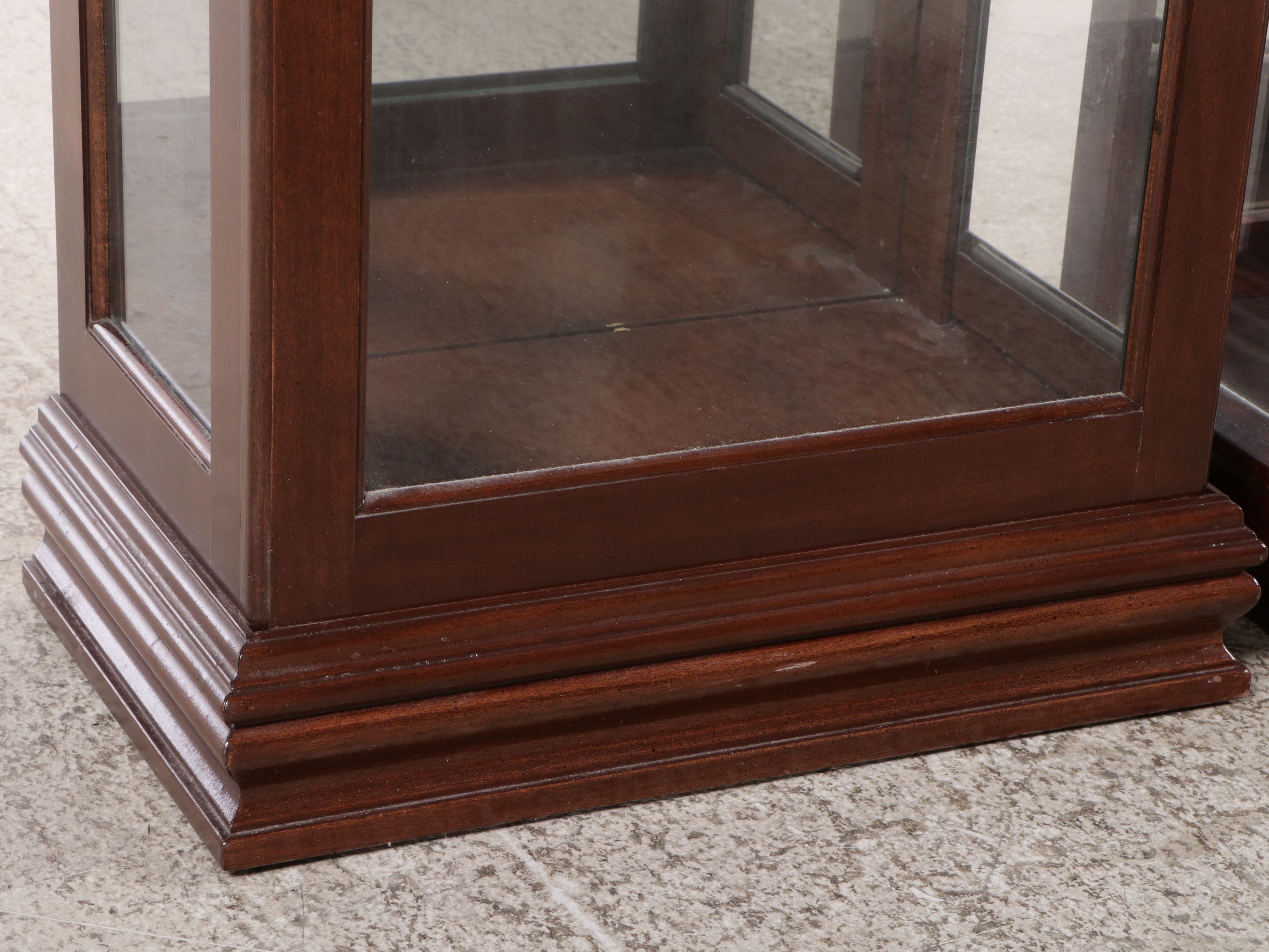 Walnut Finish Glass Front Display Cabinets
