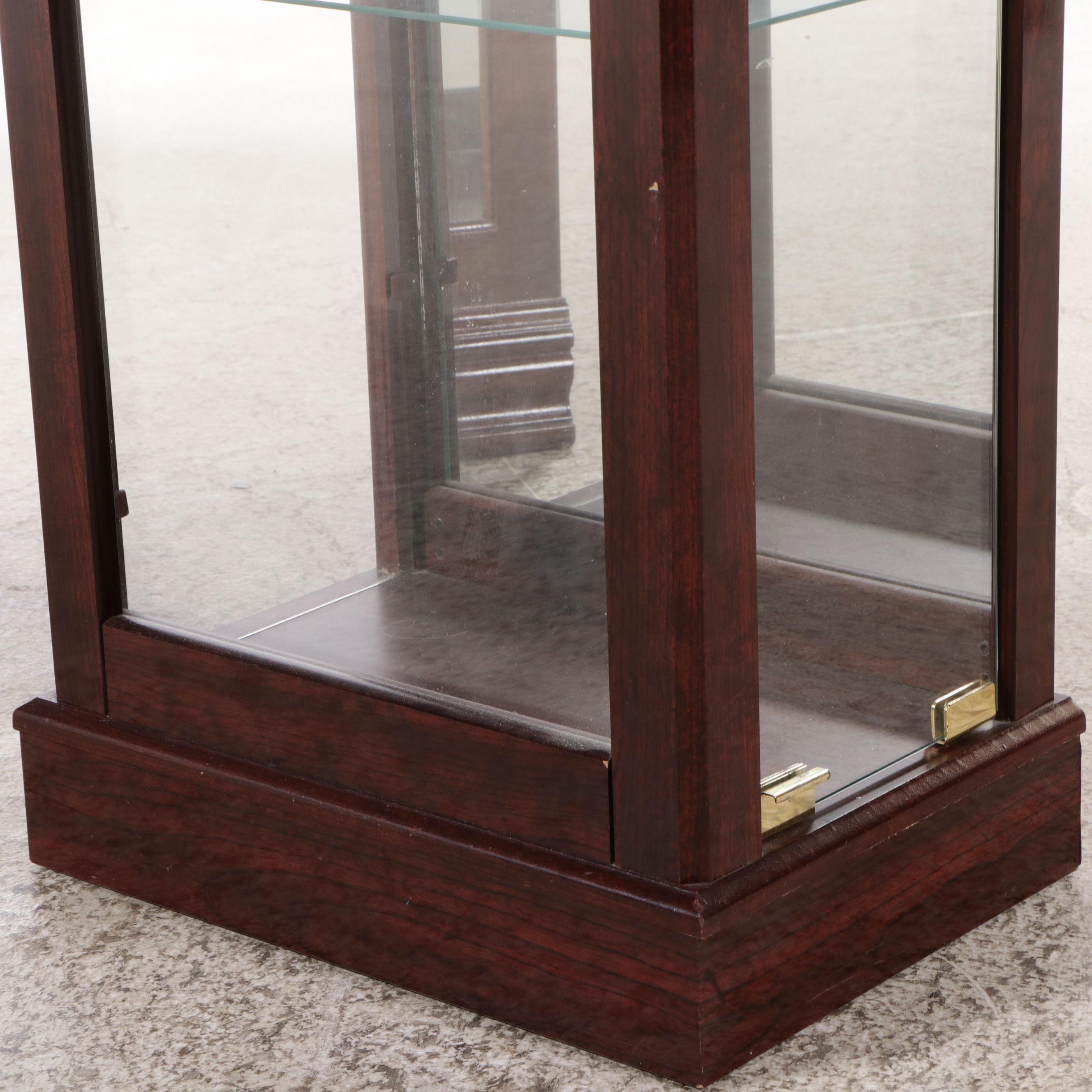 Walnut Finish Glass Front Display Cabinets