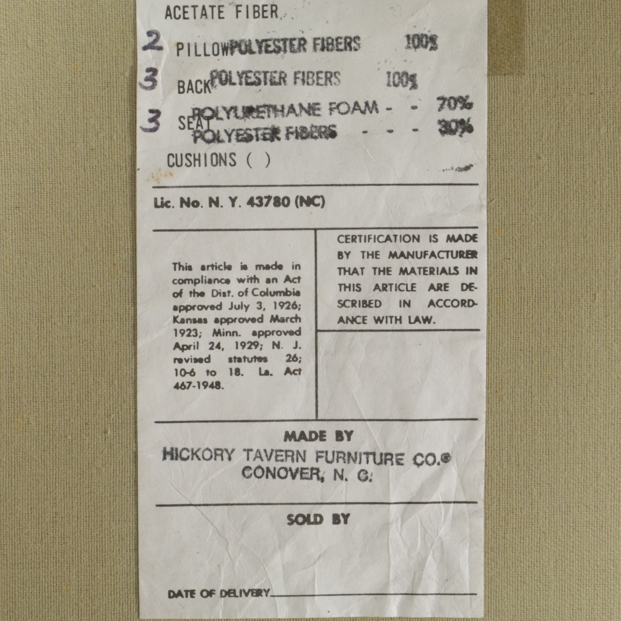 Hickory Tavern Furniture Upholstered Sofa, Late 20th Century