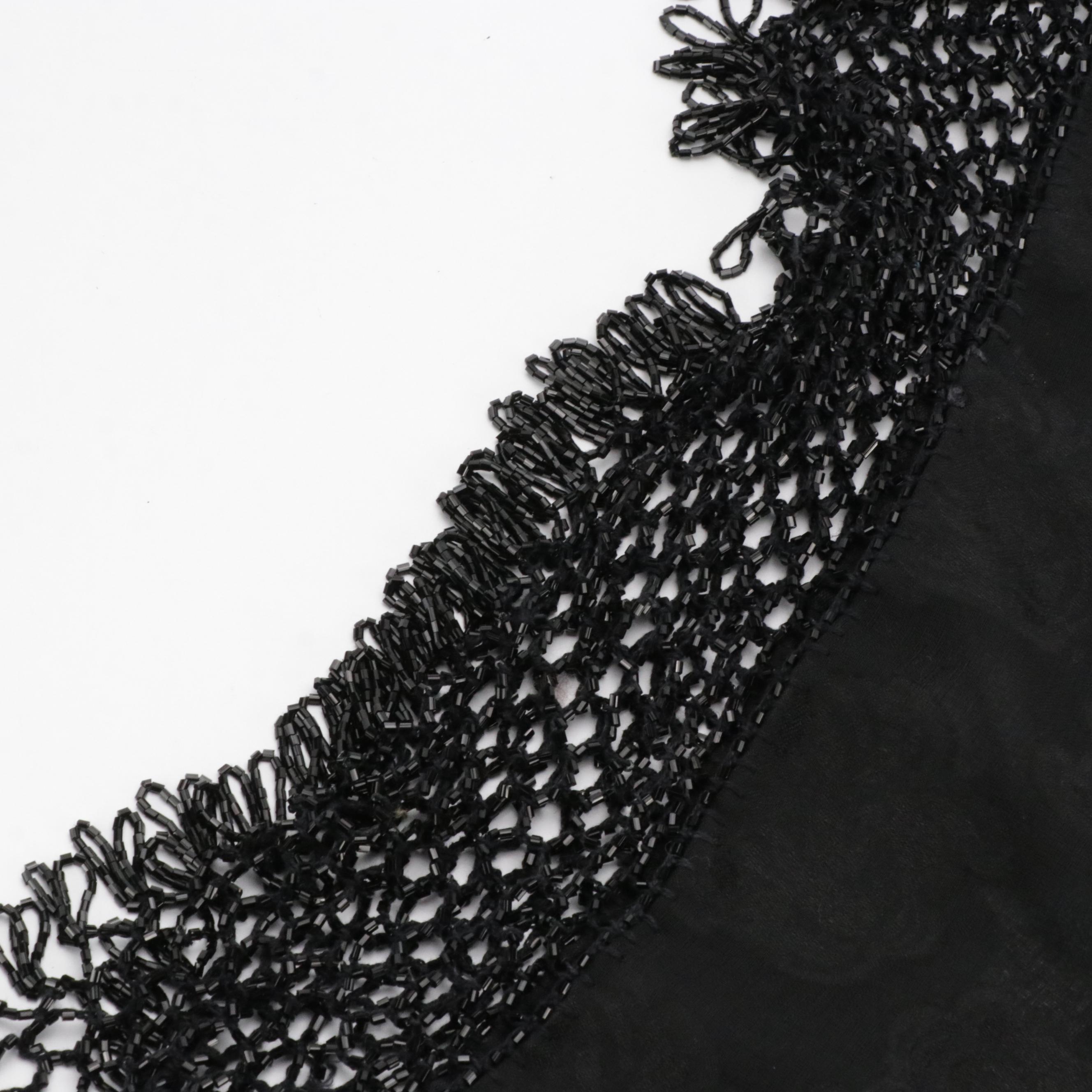 Black and Red Fringe Beaded Shawl Scarves