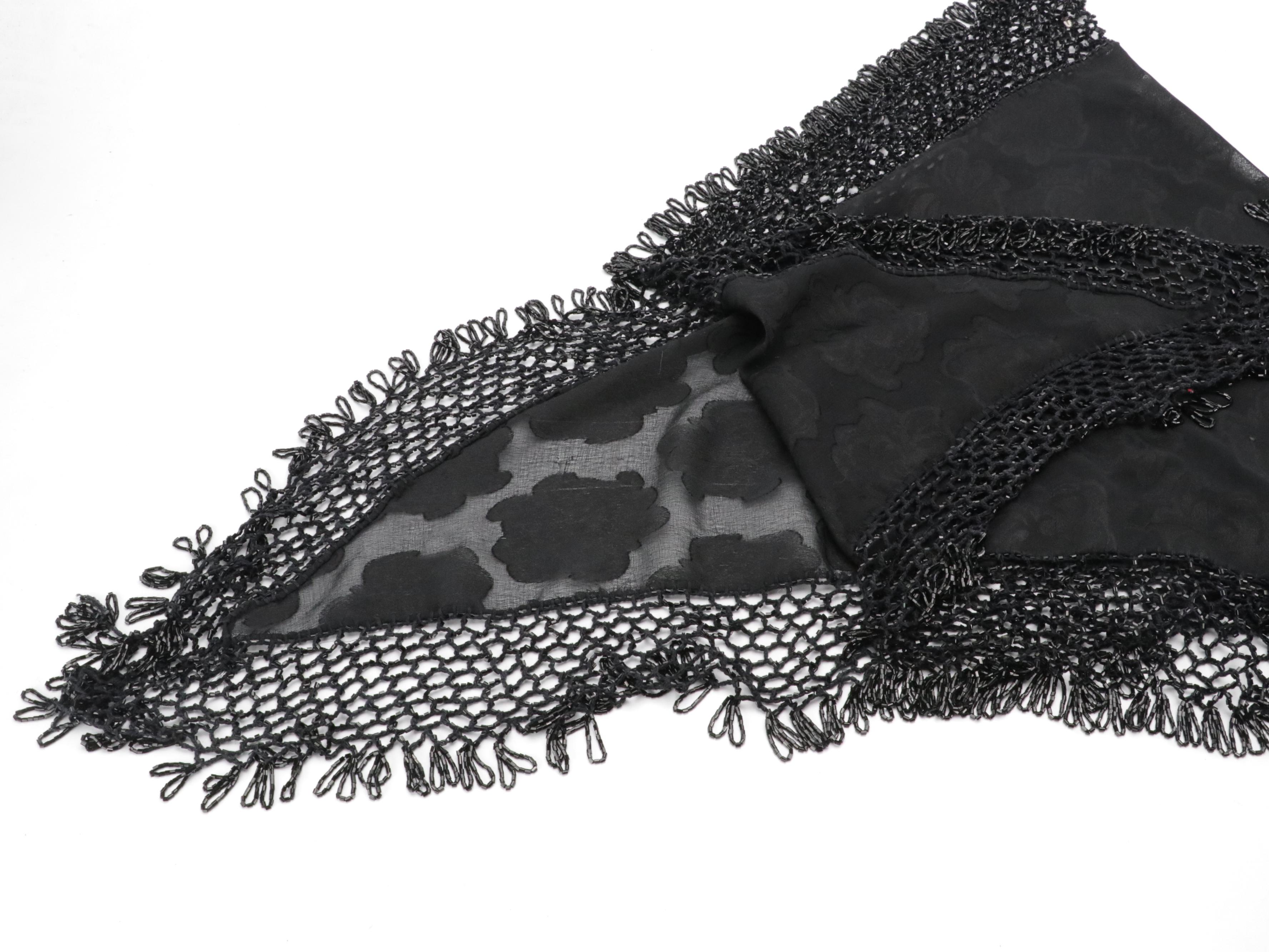 Black and Red Fringe Beaded Shawl Scarves