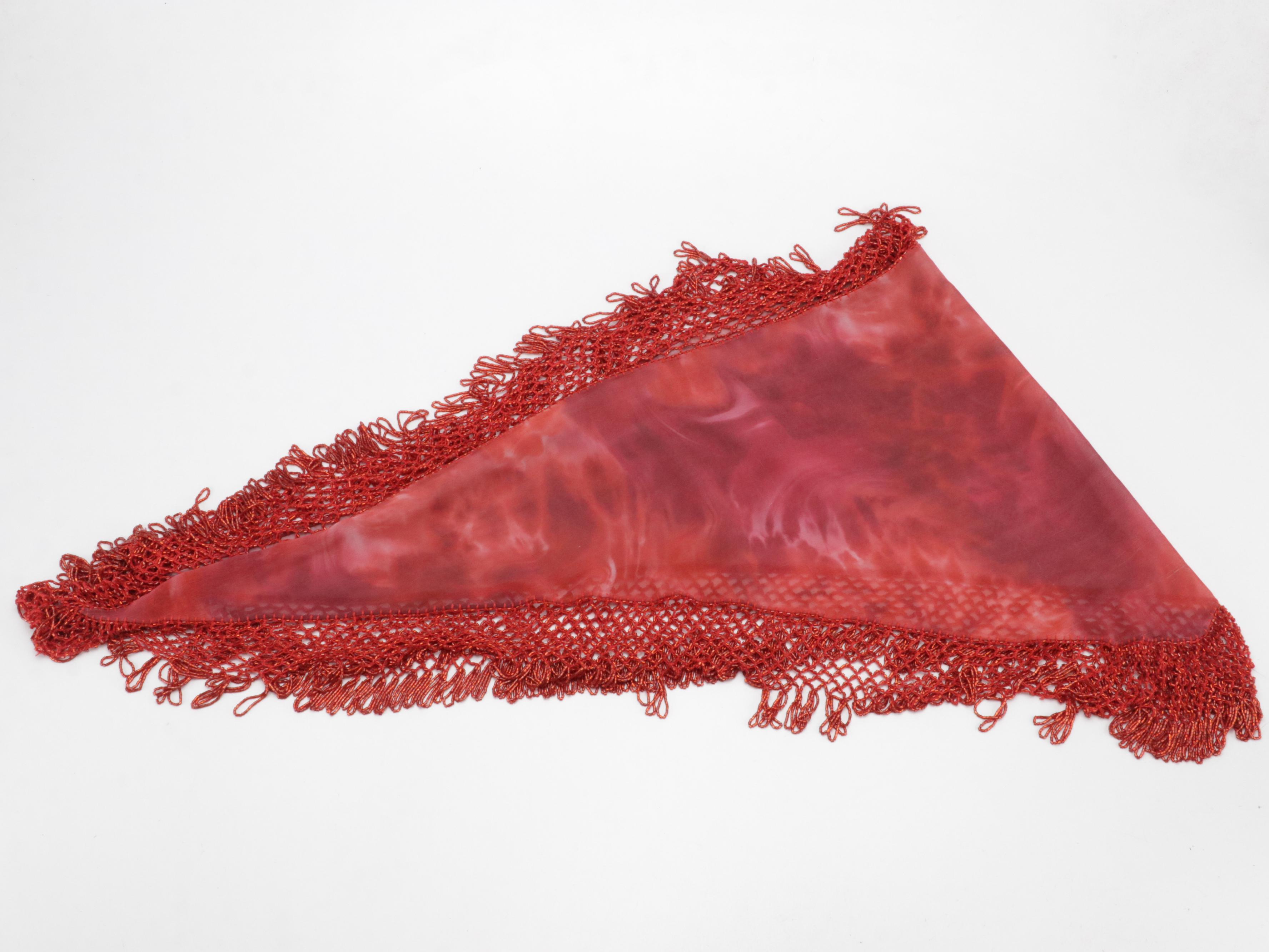 Black and Red Fringe Beaded Shawl Scarves