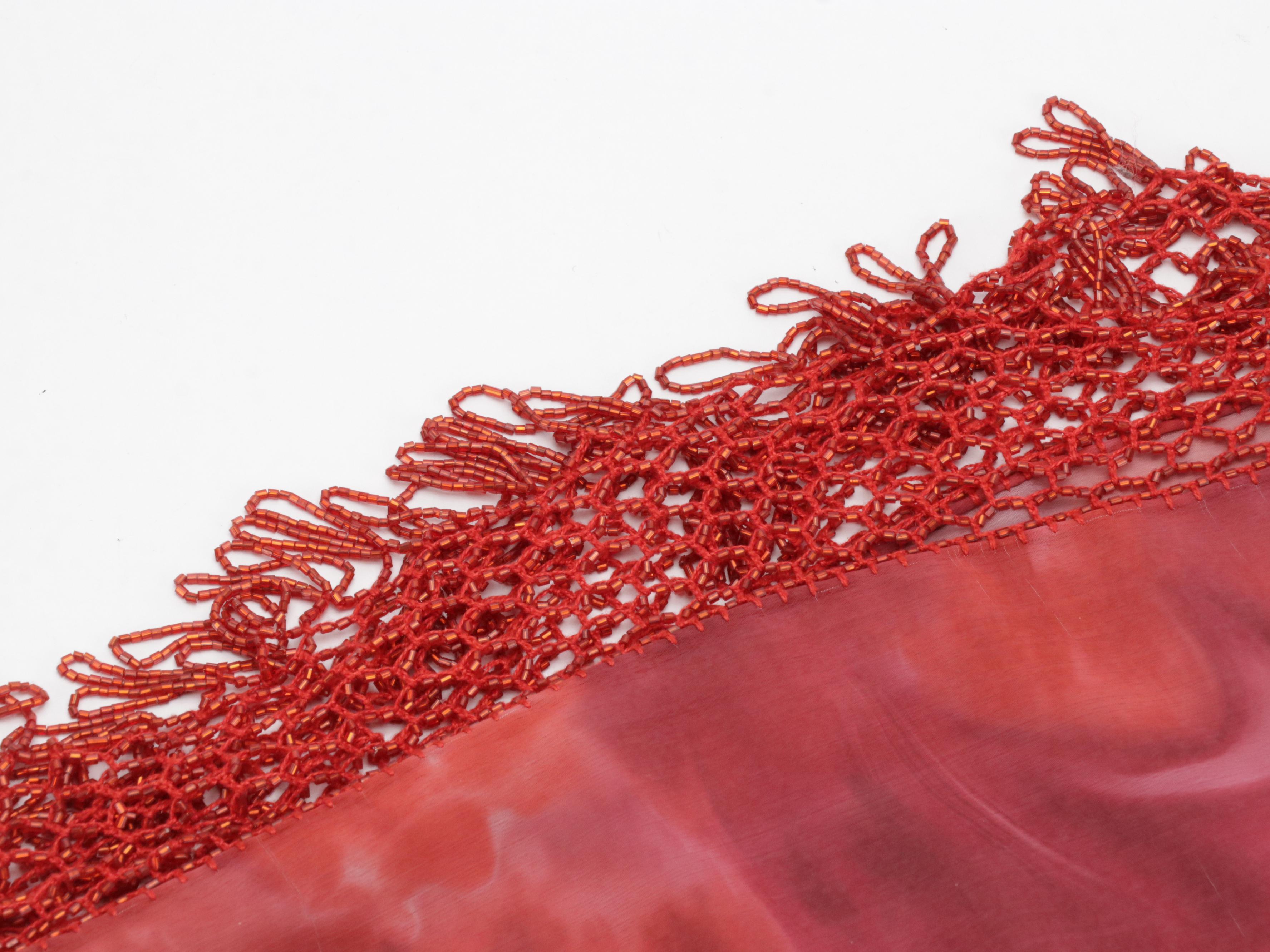 Black and Red Fringe Beaded Shawl Scarves