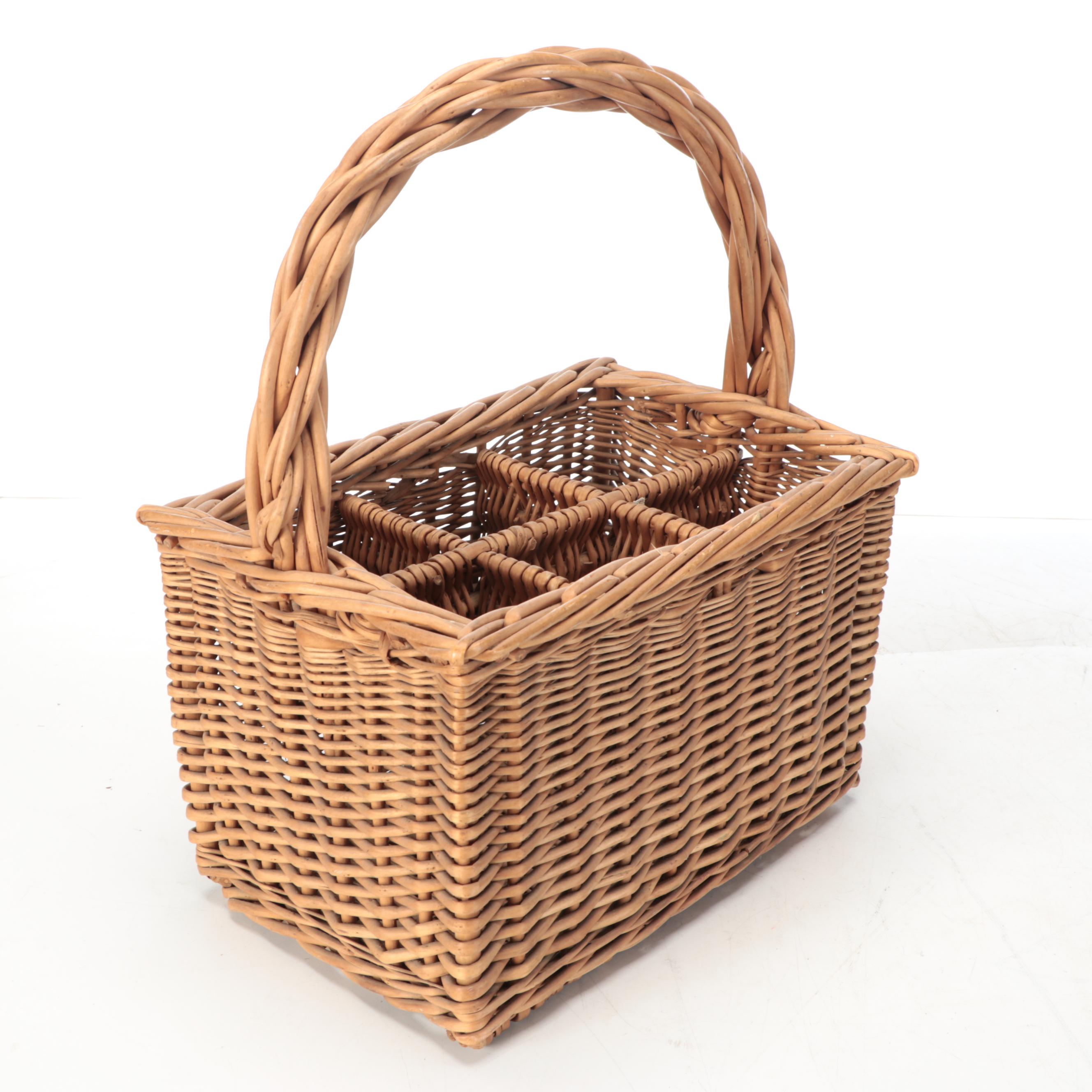 Woven Wood and Wicker Handled Picnic and Gathering Baskets