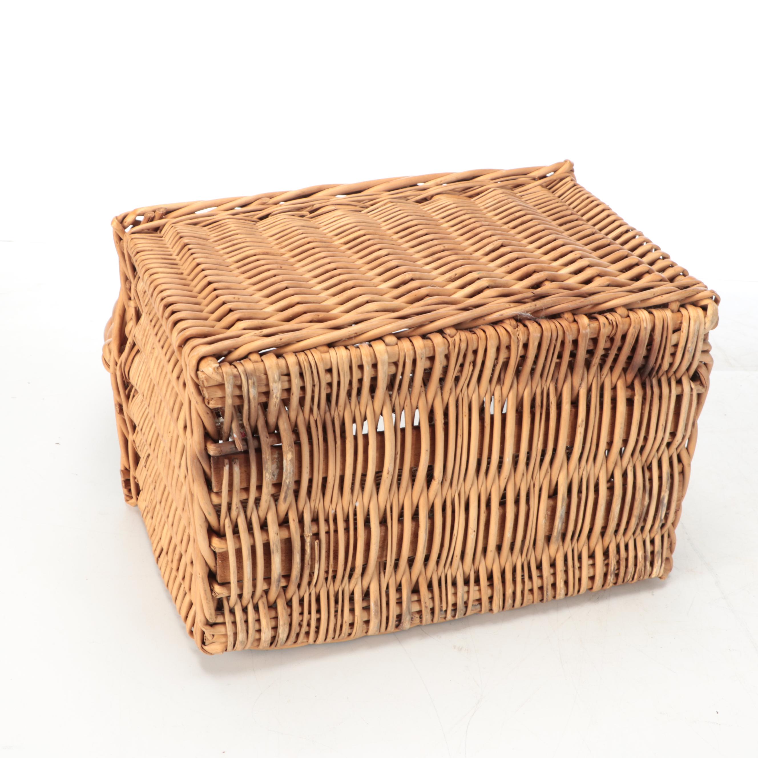 Woven Wood and Wicker Handled Picnic and Gathering Baskets