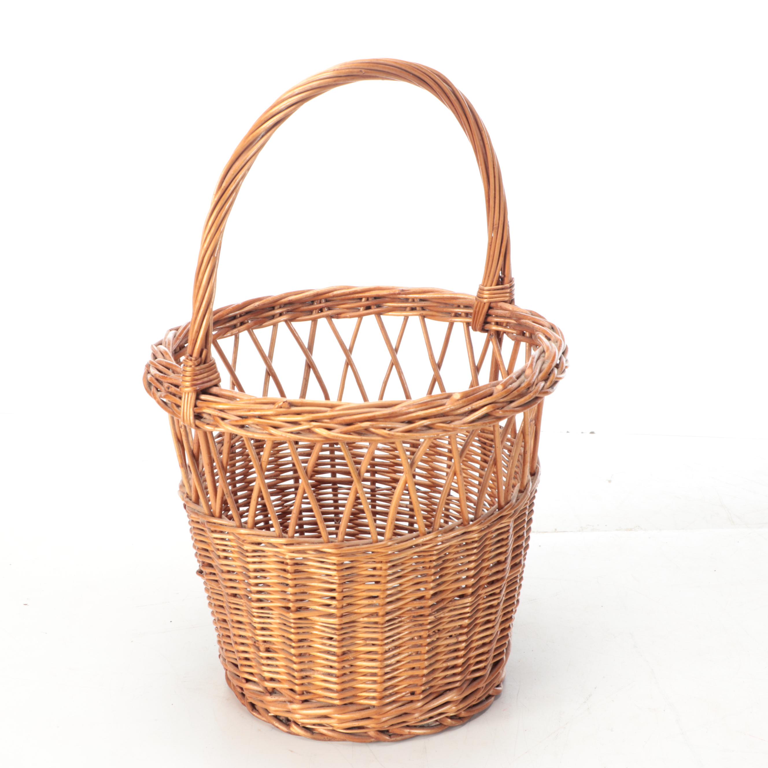 Woven Wood and Wicker Handled Picnic and Gathering Baskets