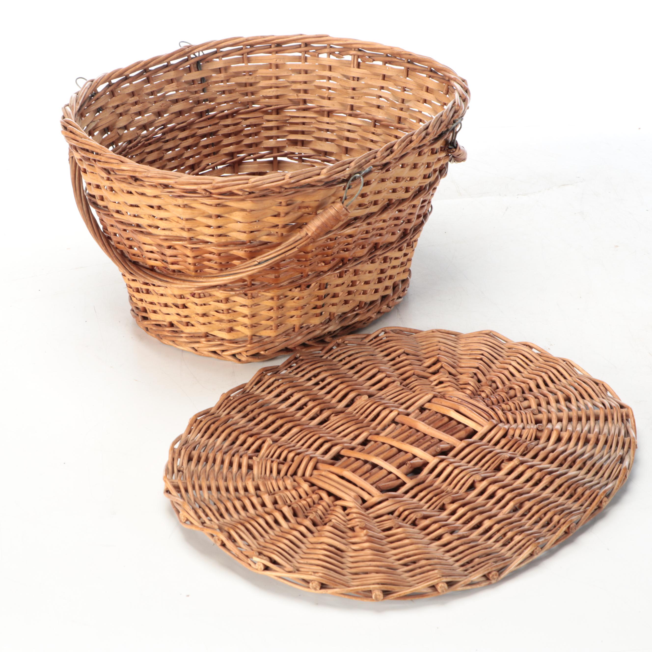 Woven Wood and Wicker Handled Picnic and Gathering Baskets