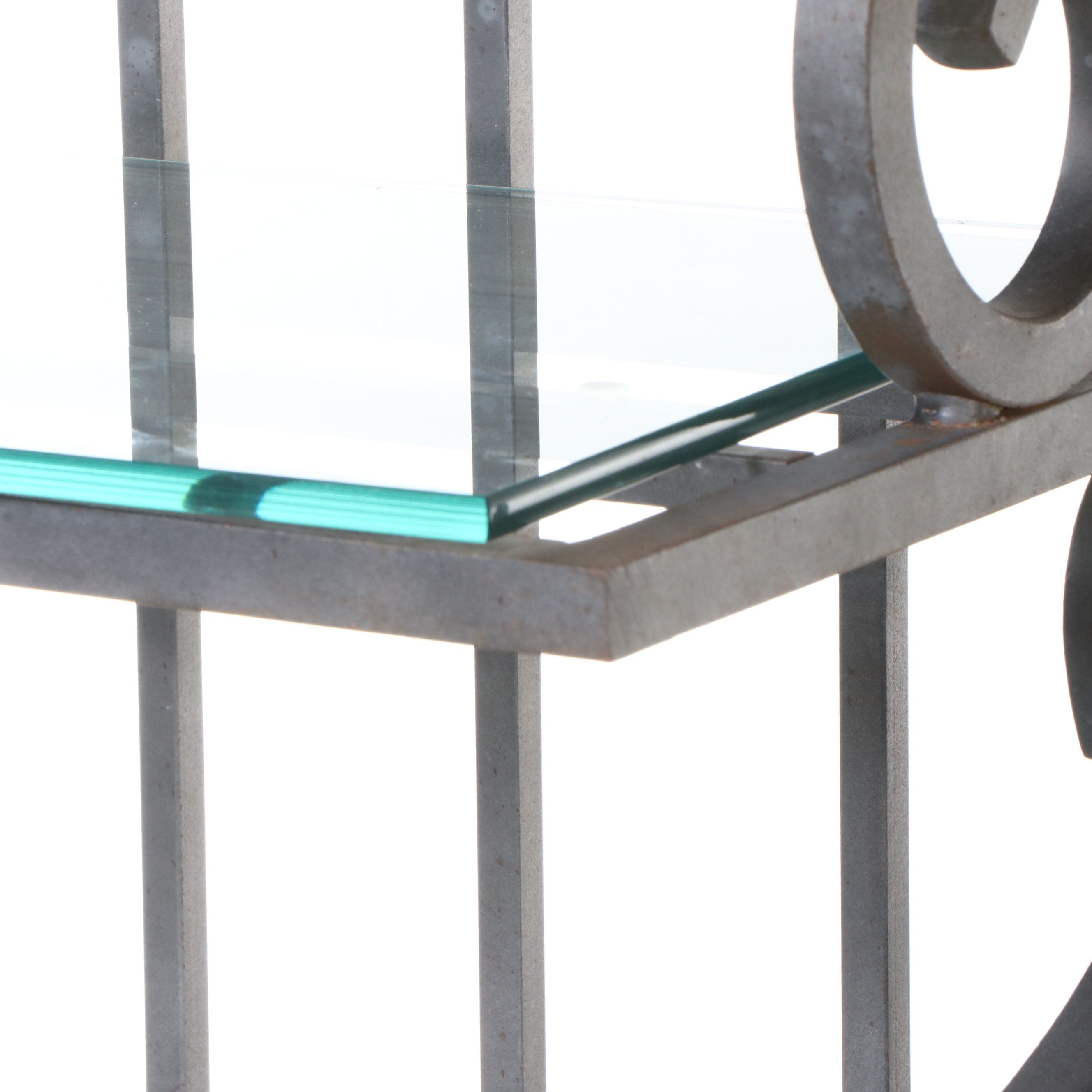 French Art Nouveau Style Wrought Iron Baker's Rack with Glass Shelves