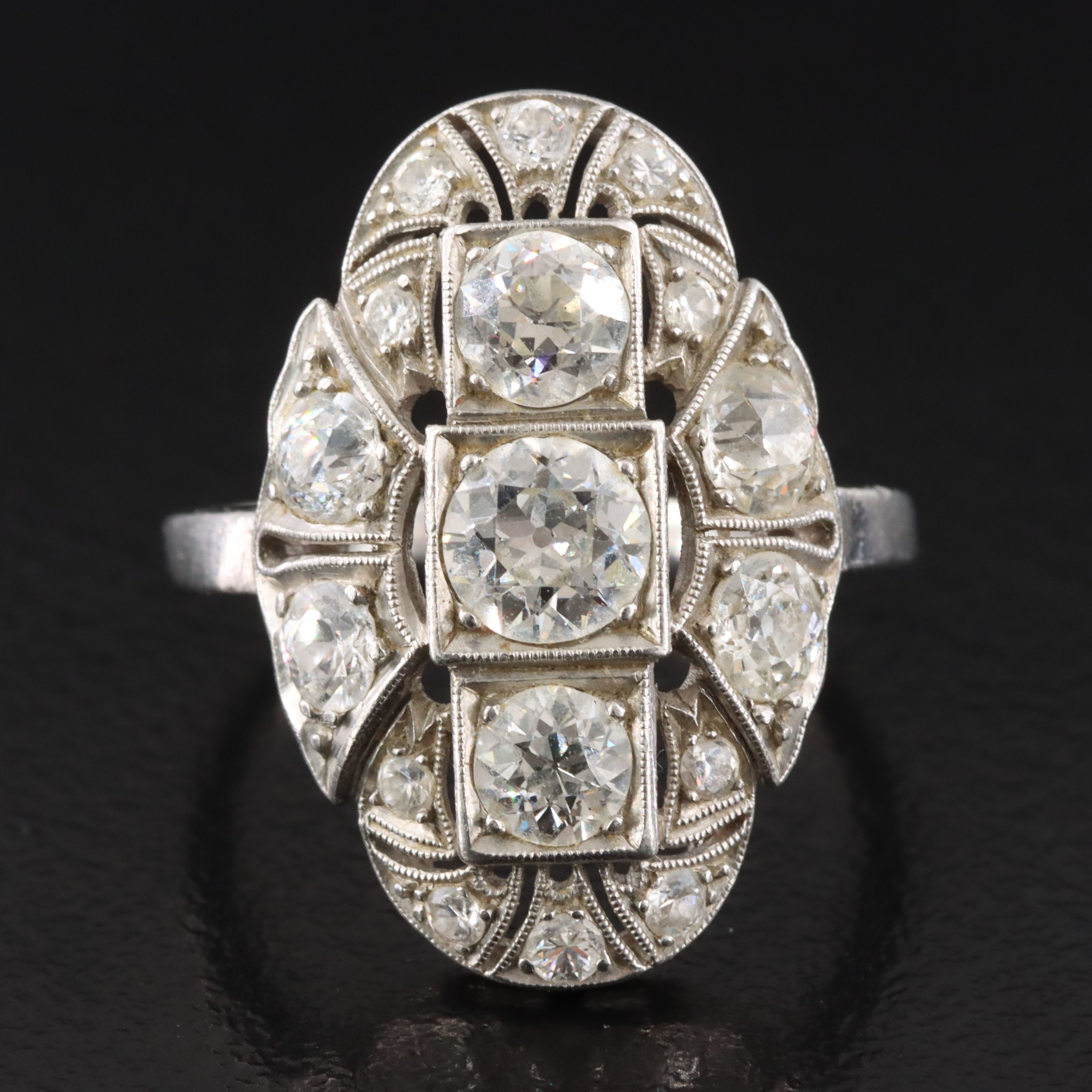 1930s Deco Platinum 2.01 CTW Diamond Ring