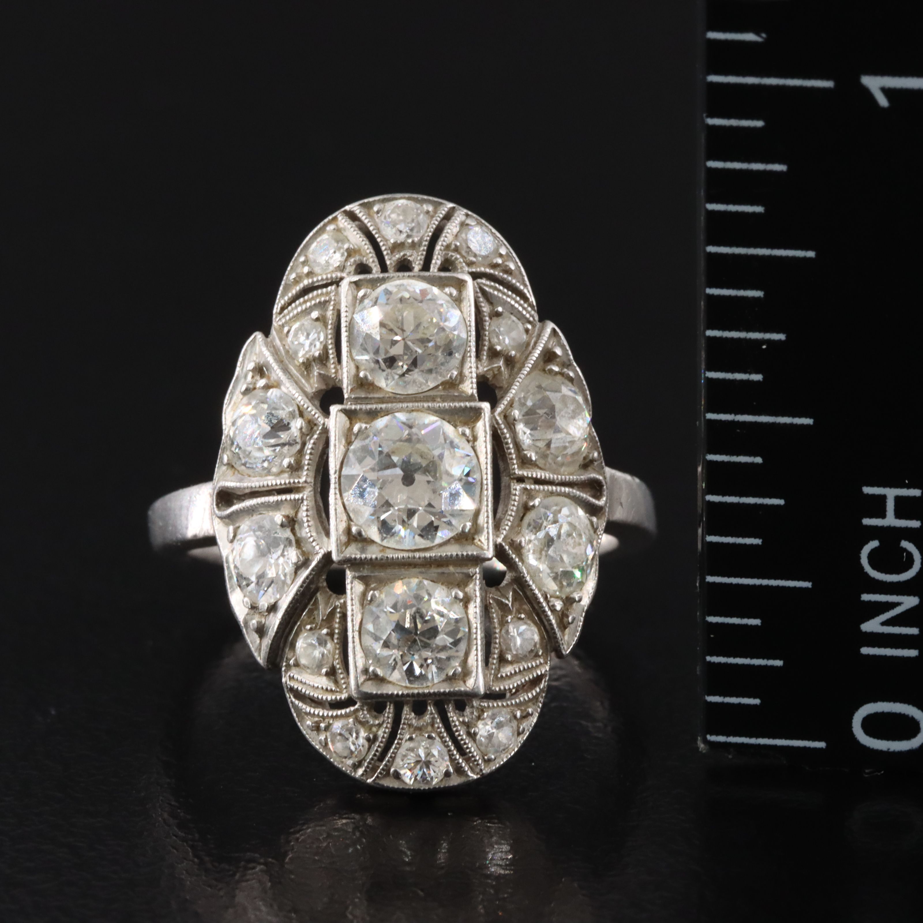 1930s Deco Platinum 2.01 CTW Diamond Ring