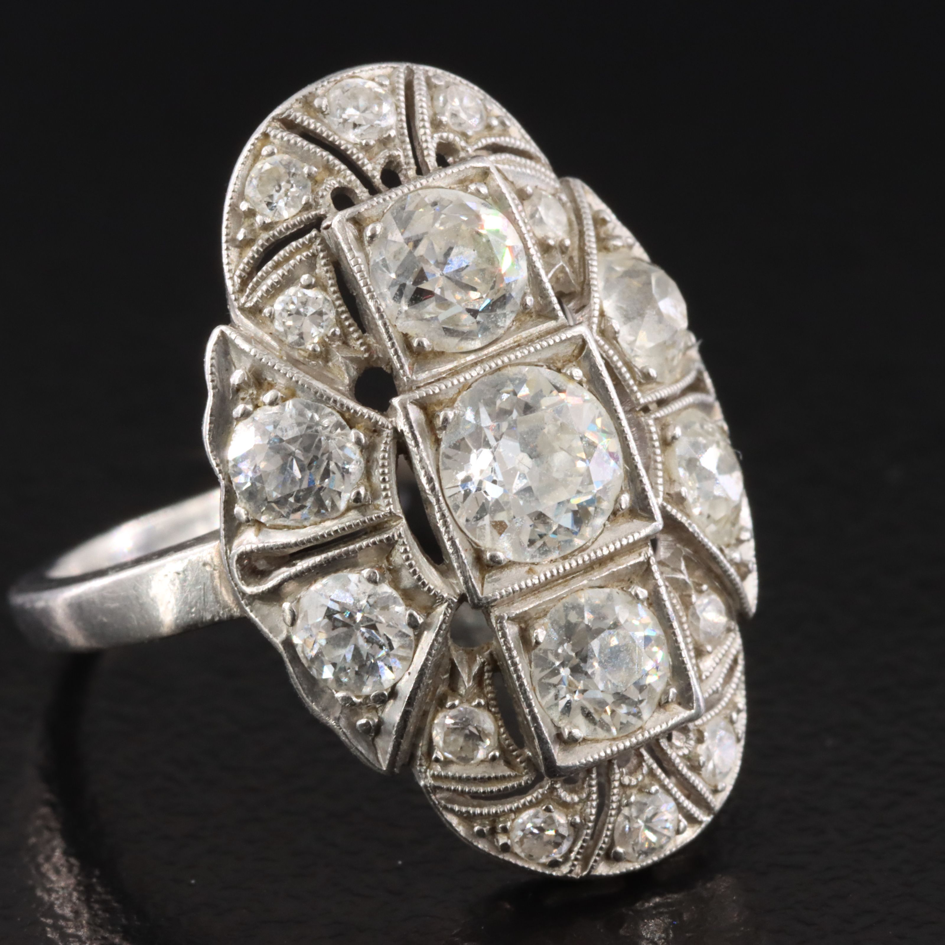 1930s Deco Platinum 2.01 CTW Diamond Ring