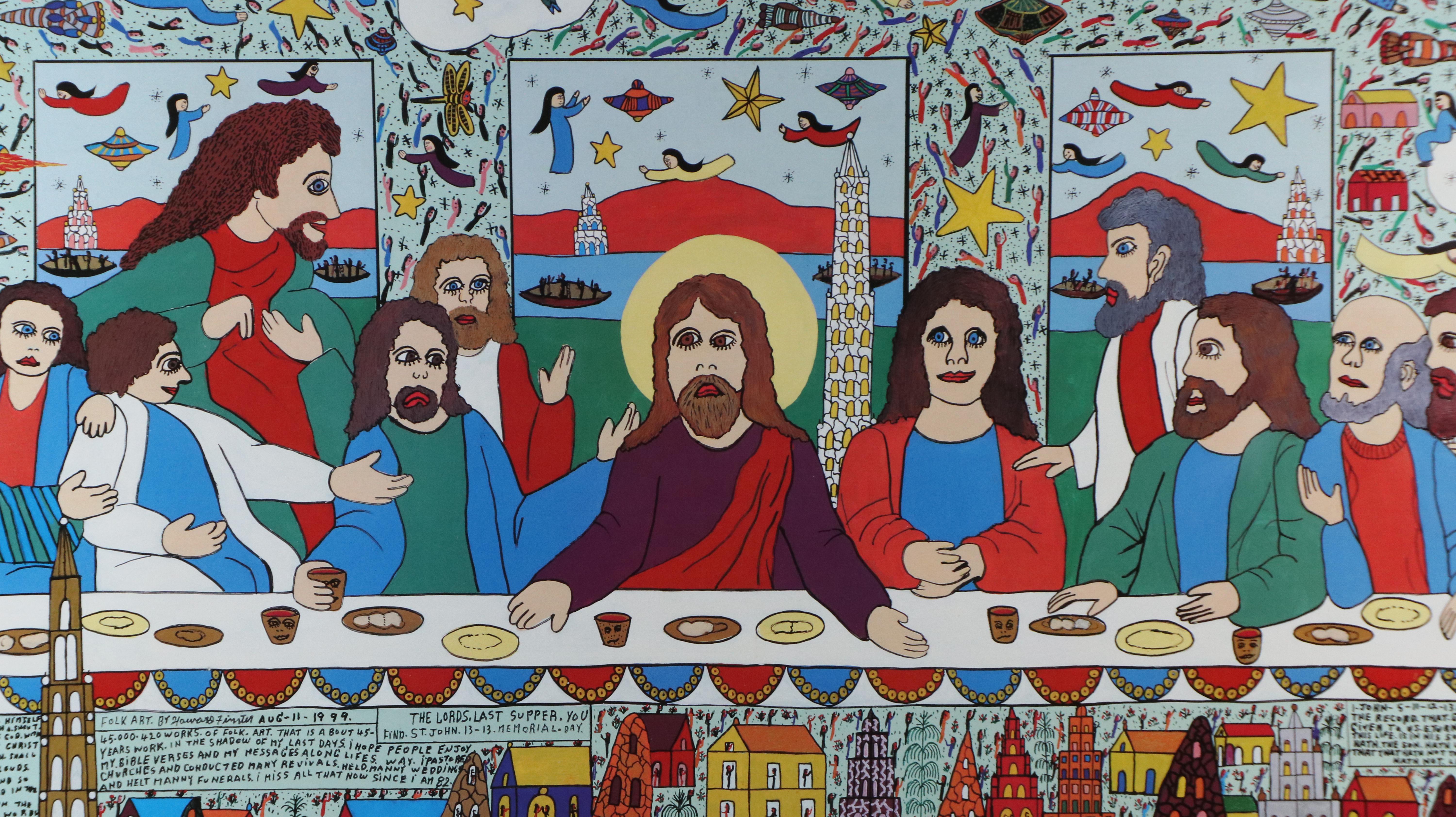 Howard Finster Offset Lithograph "The Lord's Last Supper"