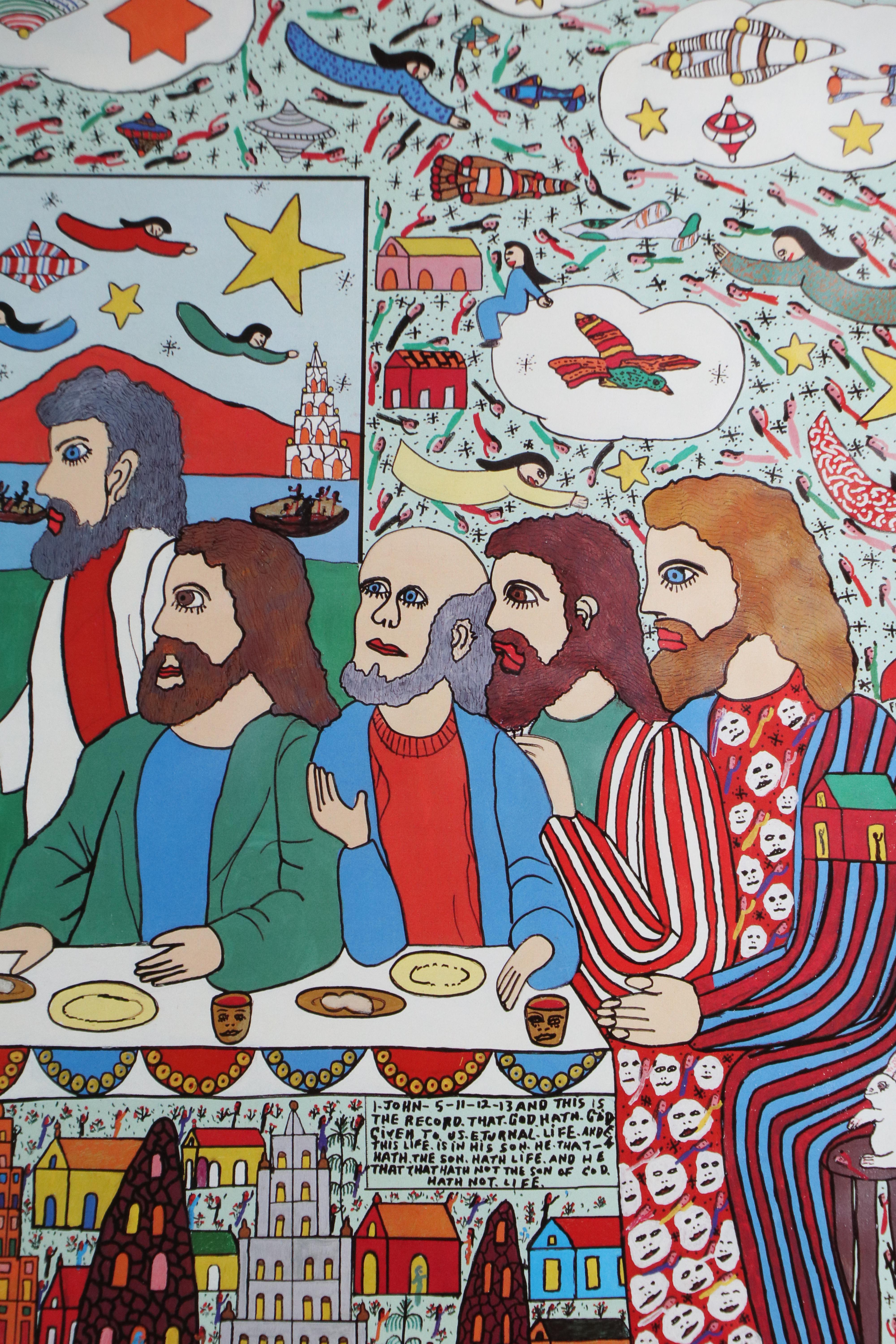 Howard Finster Offset Lithograph "The Lord's Last Supper"
