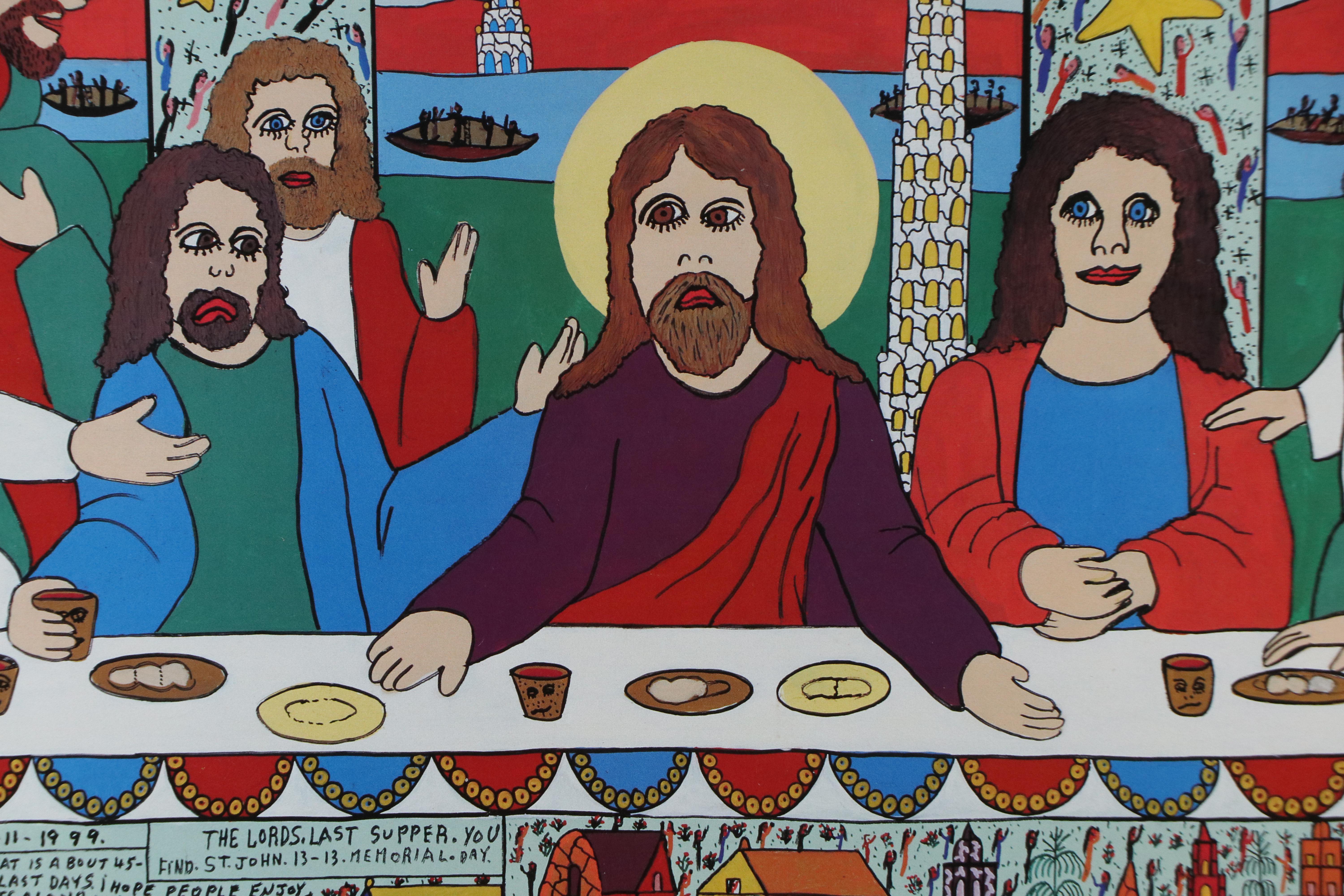 Howard Finster Offset Lithograph "The Lord's Last Supper"